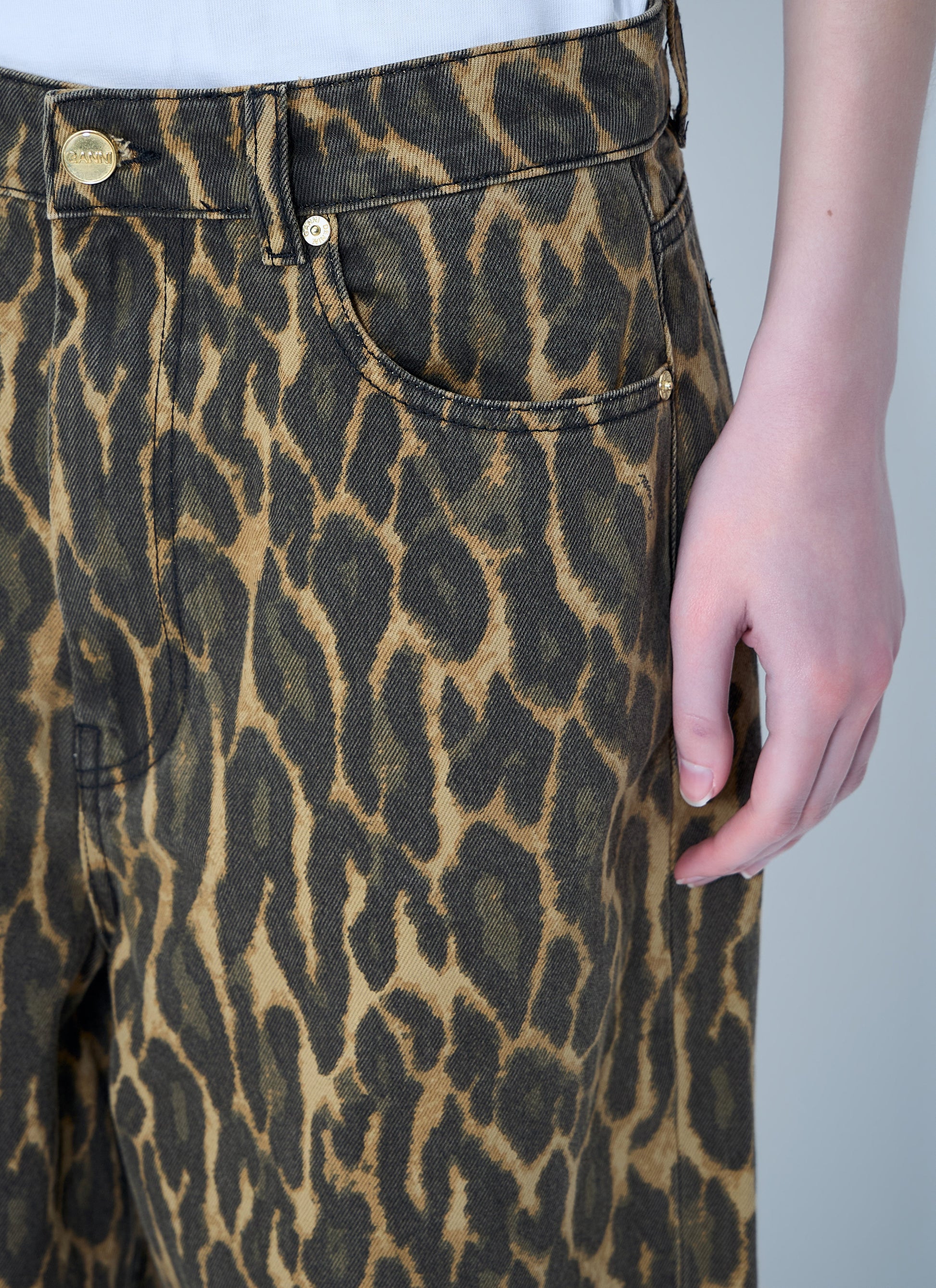 Ganni Women Print Denim Baggy Jeans GANNI
