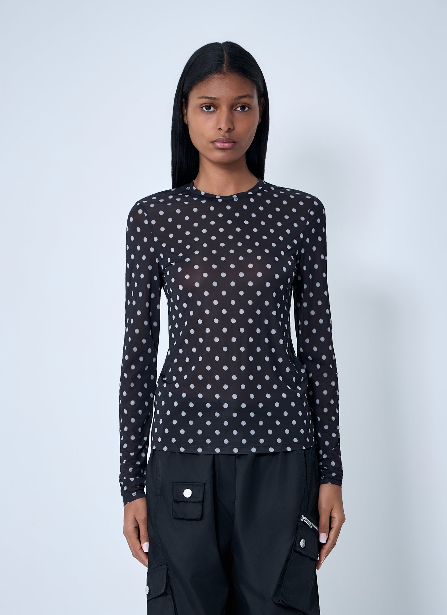 Ganni Women Printed Sheer Top GANNI