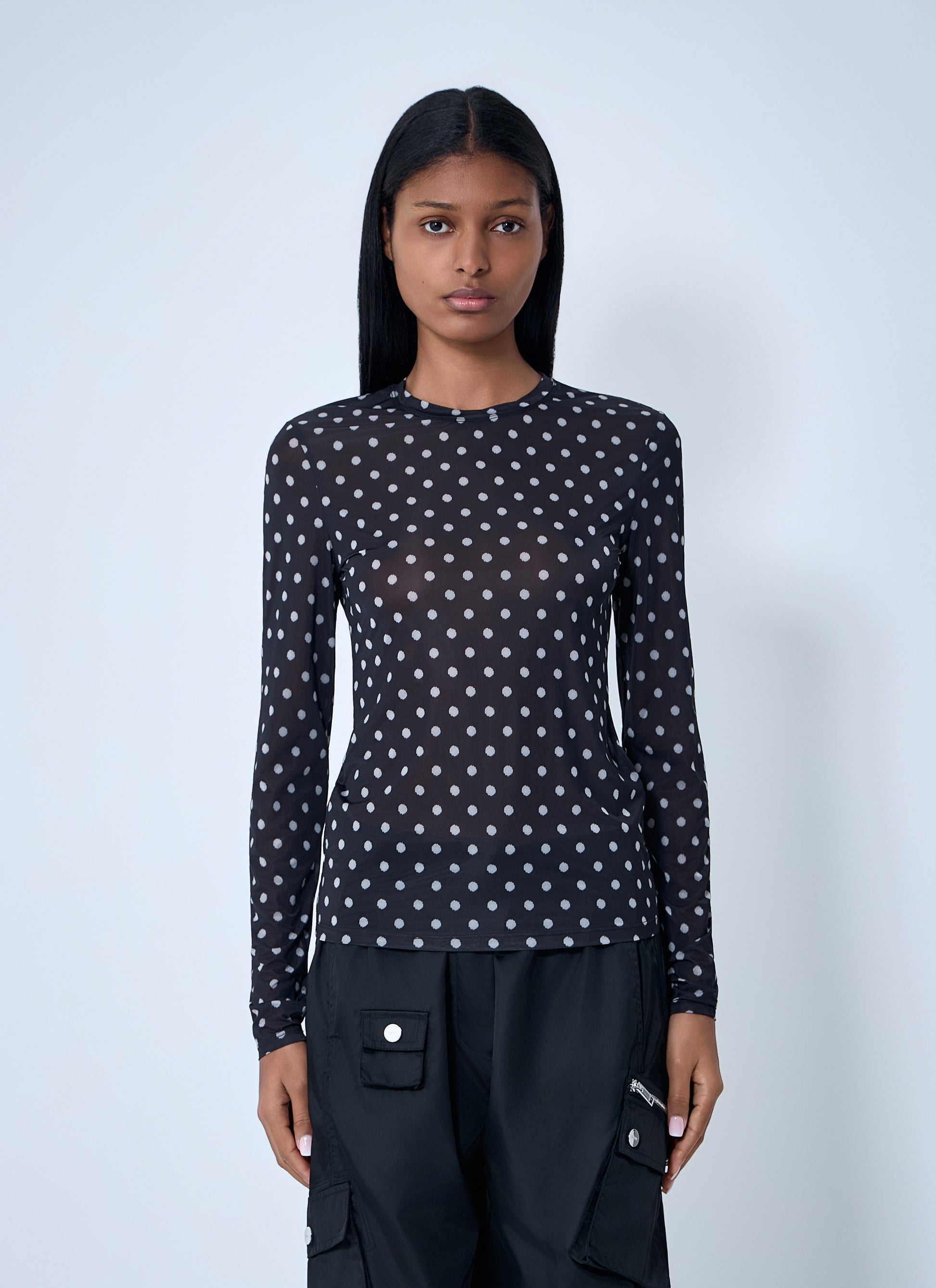 Ganni Women Printed Sheer Top GANNI