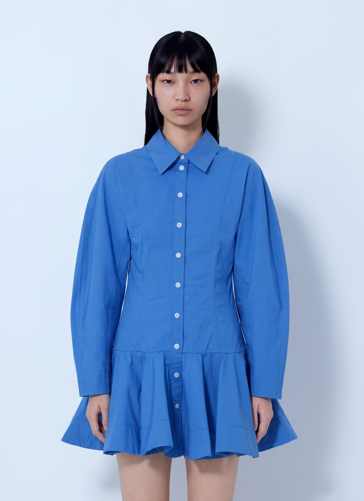 Ganni Women Stretch Cotton Mini Shirt Dress GANNI