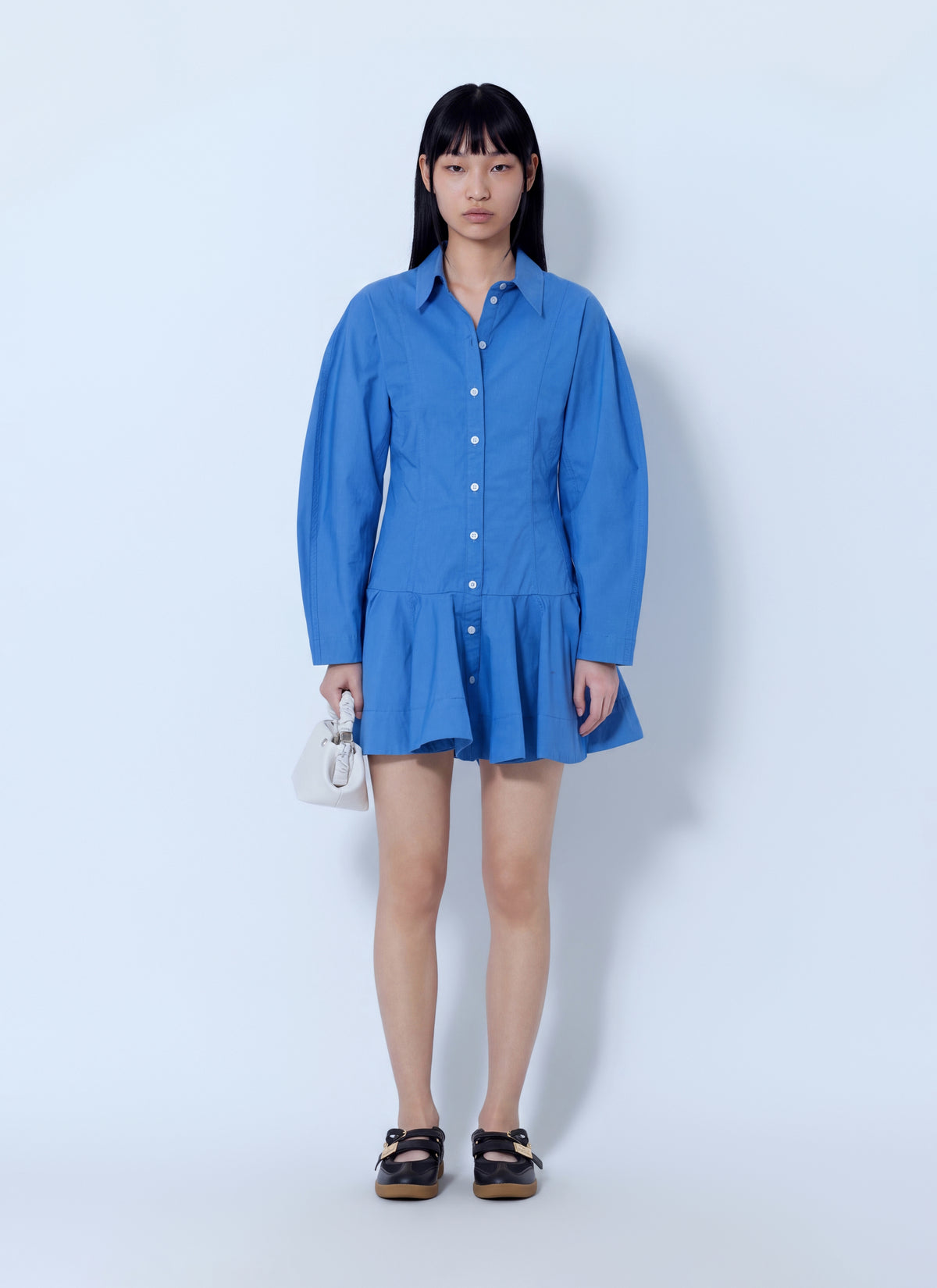 Ganni Women Stretch Cotton Mini Shirt Dress GANNI
