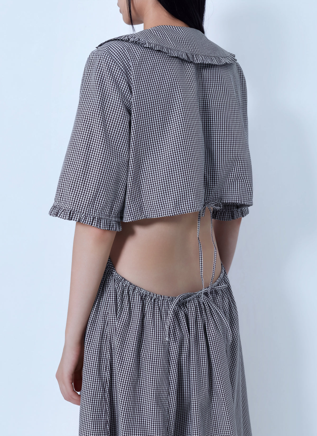 Ganni Women Check Cotton Cut Out Midi Dress GANNI