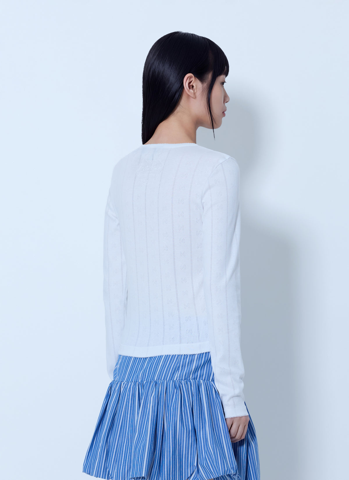 Ganni Women Compact Pointelle Rib Jersey Top GANNI