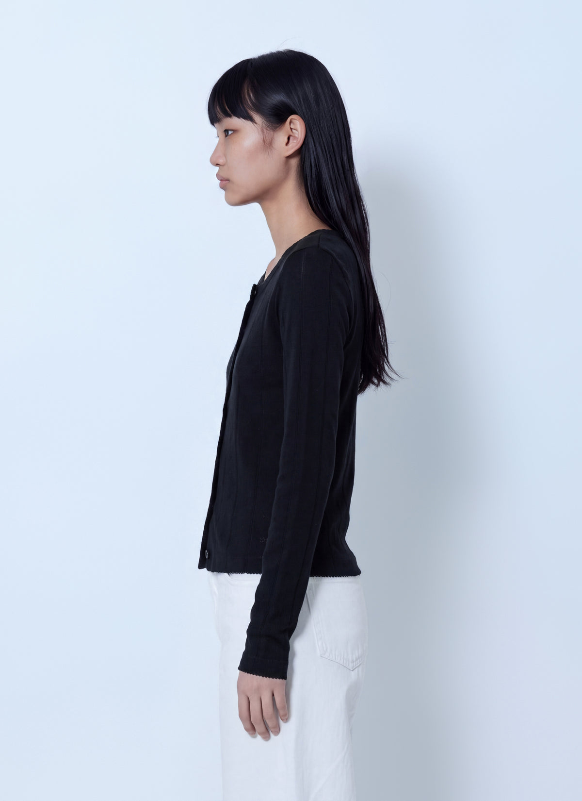 Ganni Women Compact Pointelle Rib Jersey Top GANNI
