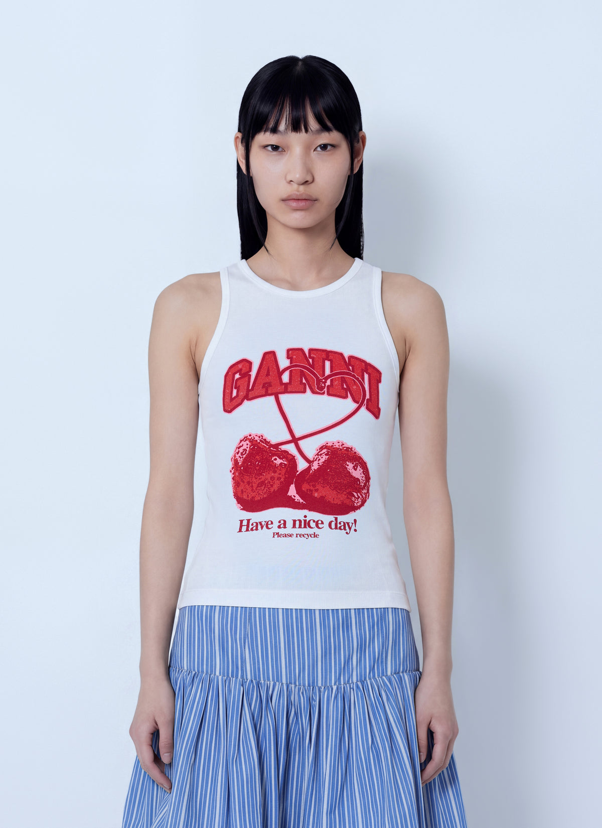 Ganni Women Compact Rib Jersey Tank Top GANNI