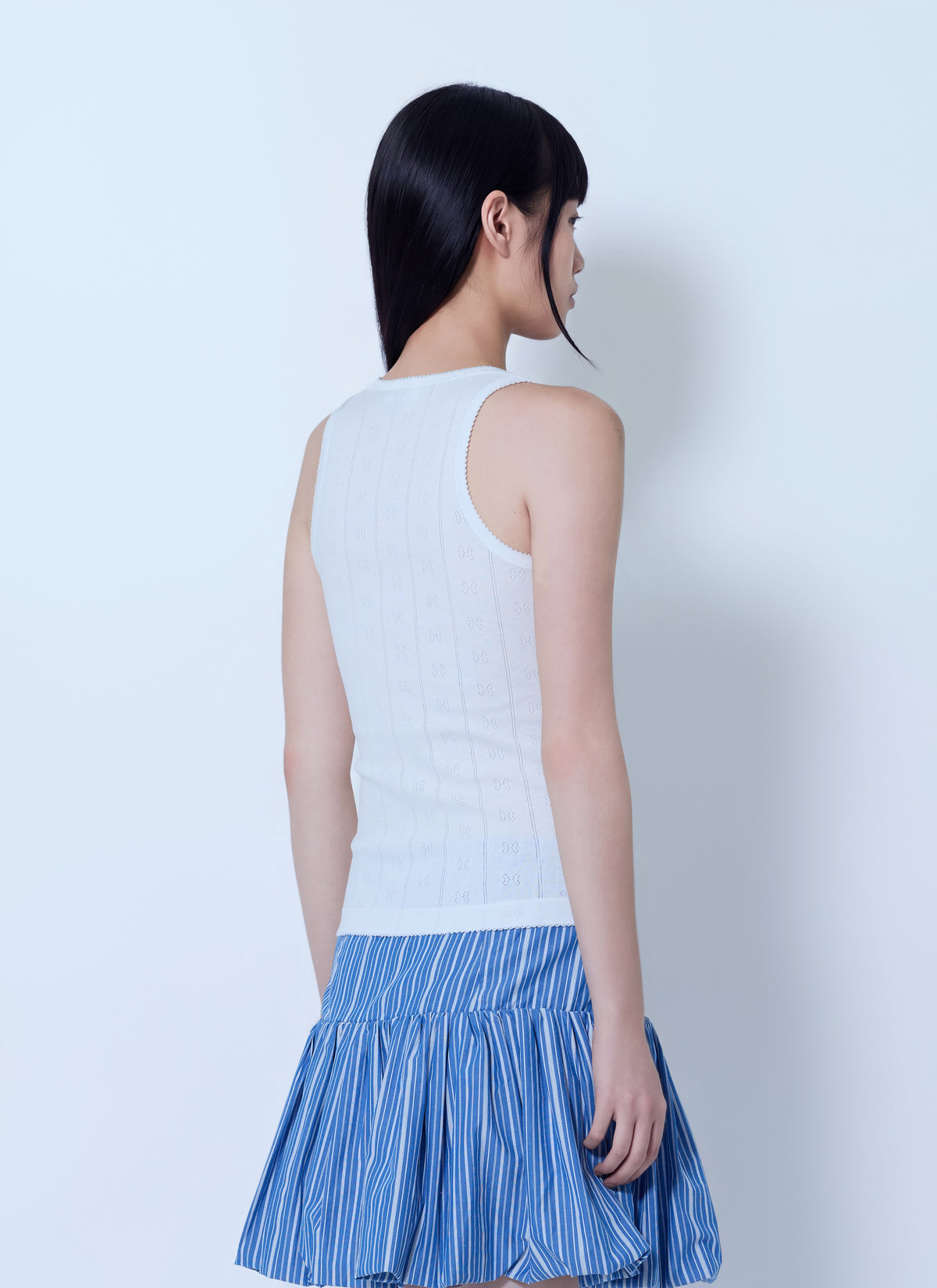 Ganni Women Compact Pointelle Rib Jersey Tank Top GANNI