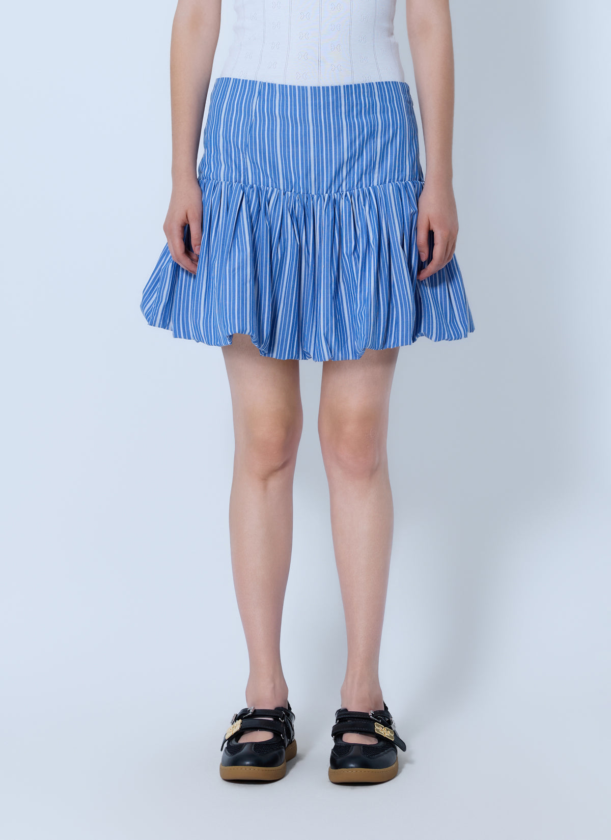 Ganni Women Stripe Cotton Mini Skirt GANNI