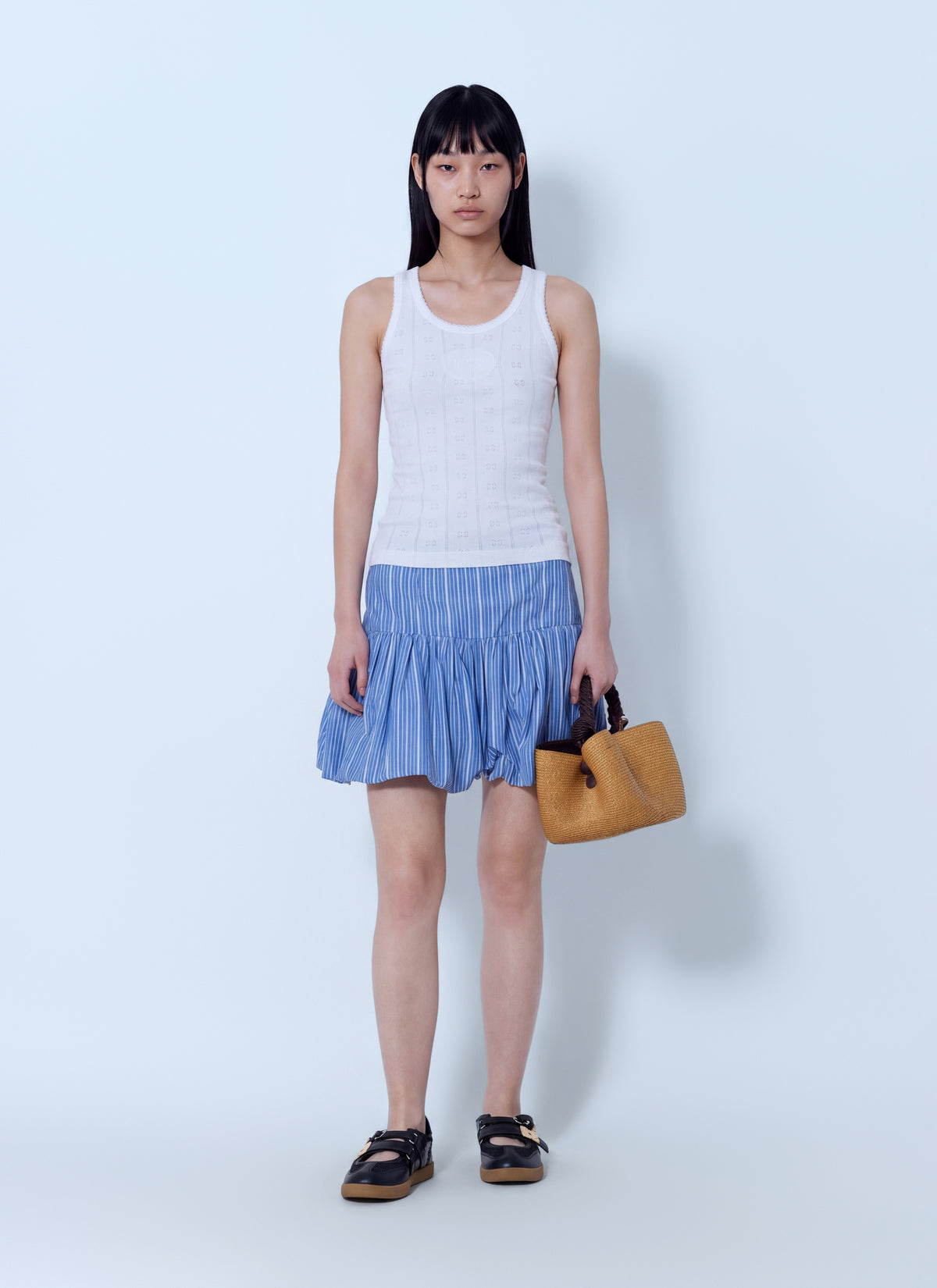 Ganni Women Stripe Cotton Mini Skirt GANNI