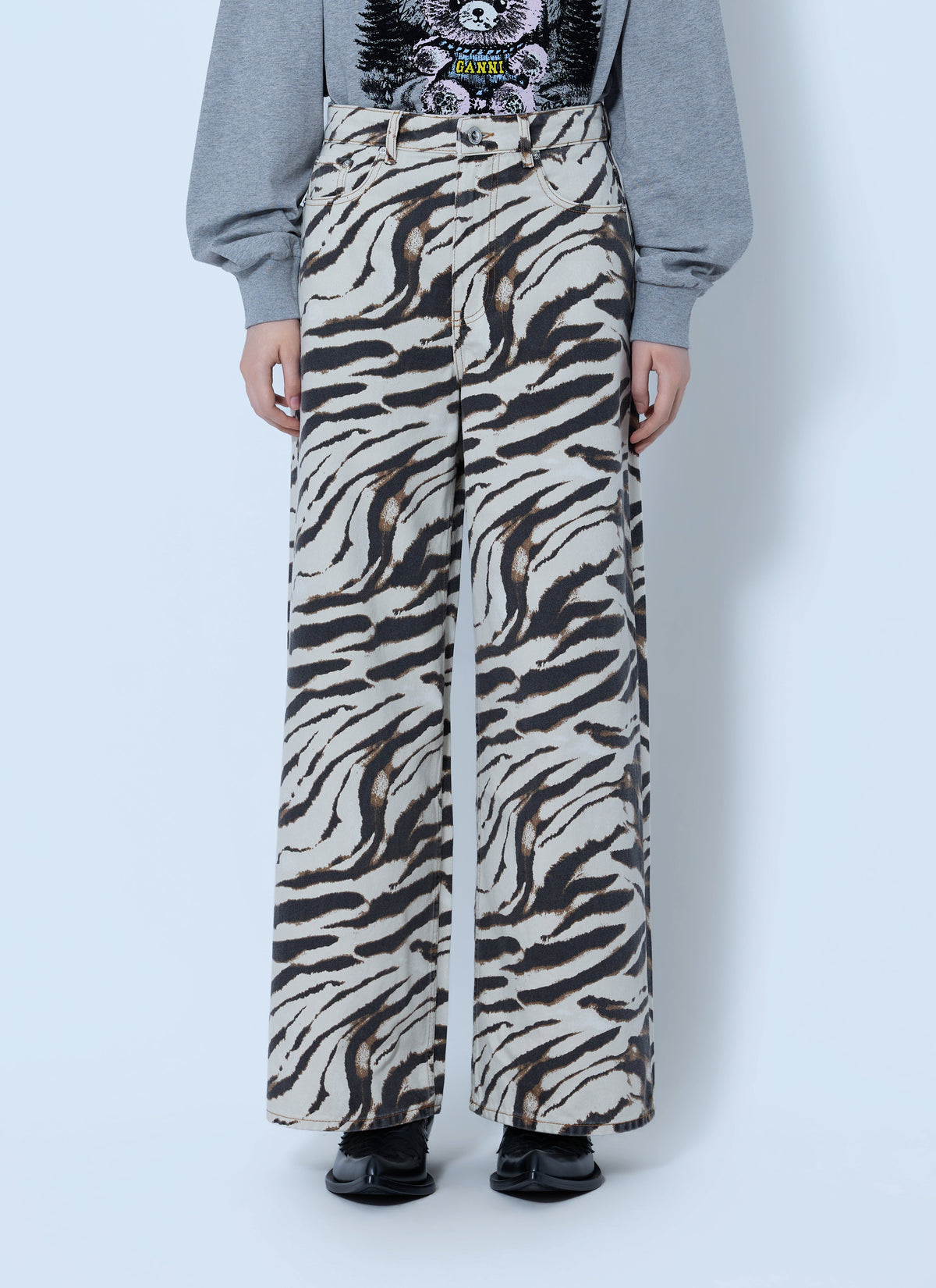 Ganni Women Print Denim Lari Jeans GANNI