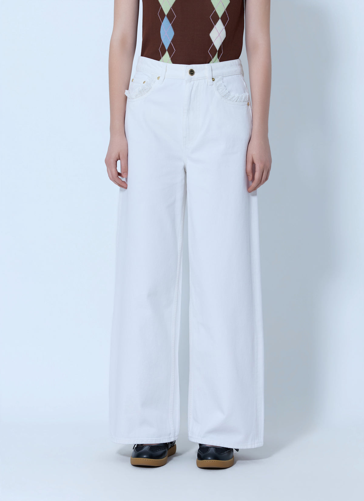 Ganni Women White Denim Lari Jeans GANNI