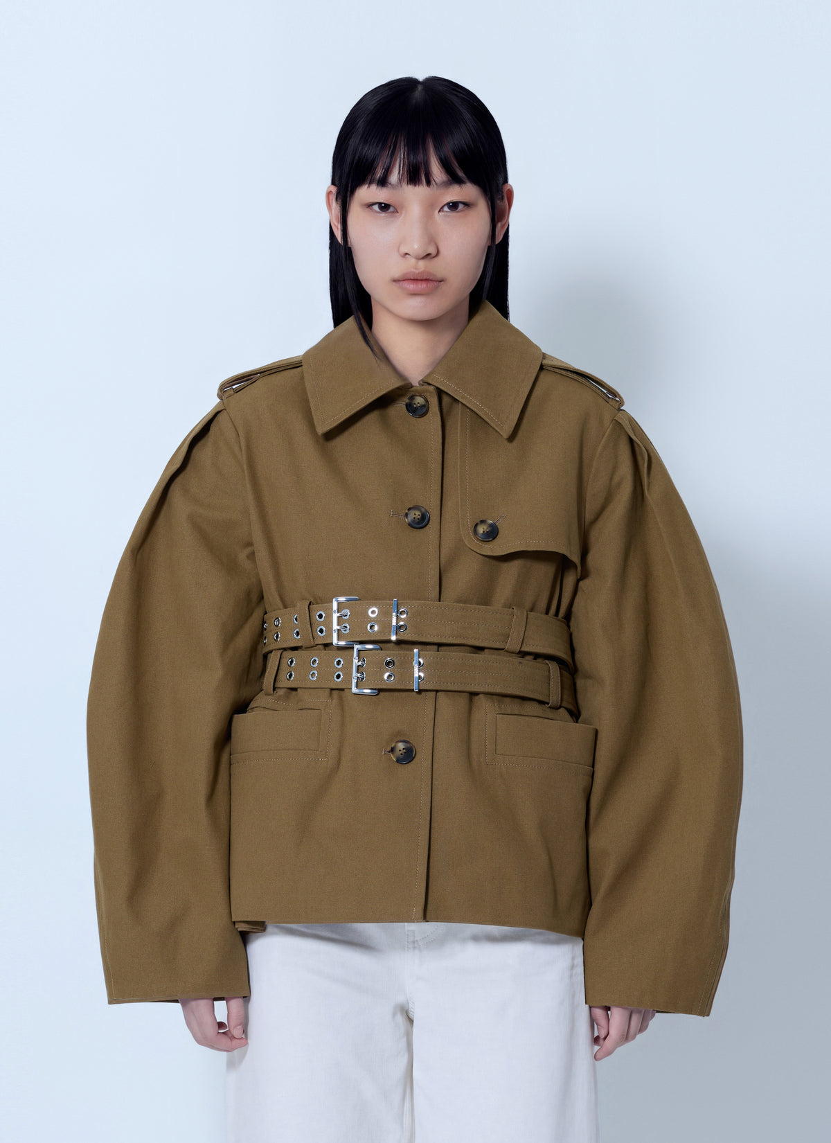Ganni Women Workwear Canvas Short Peplum Jacket GANNI