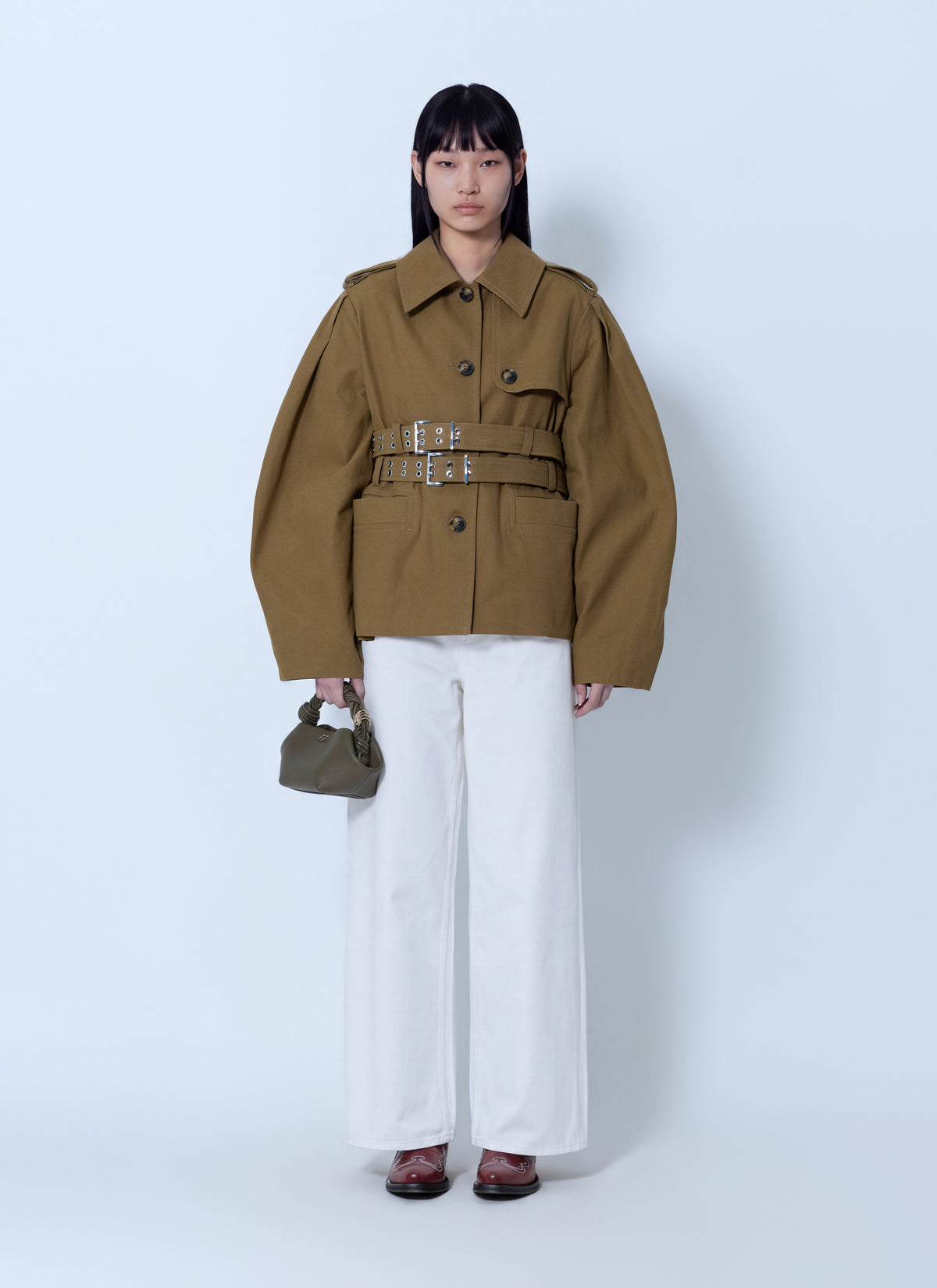 Ganni Women Workwear Canvas Short Peplum Jacket GANNI