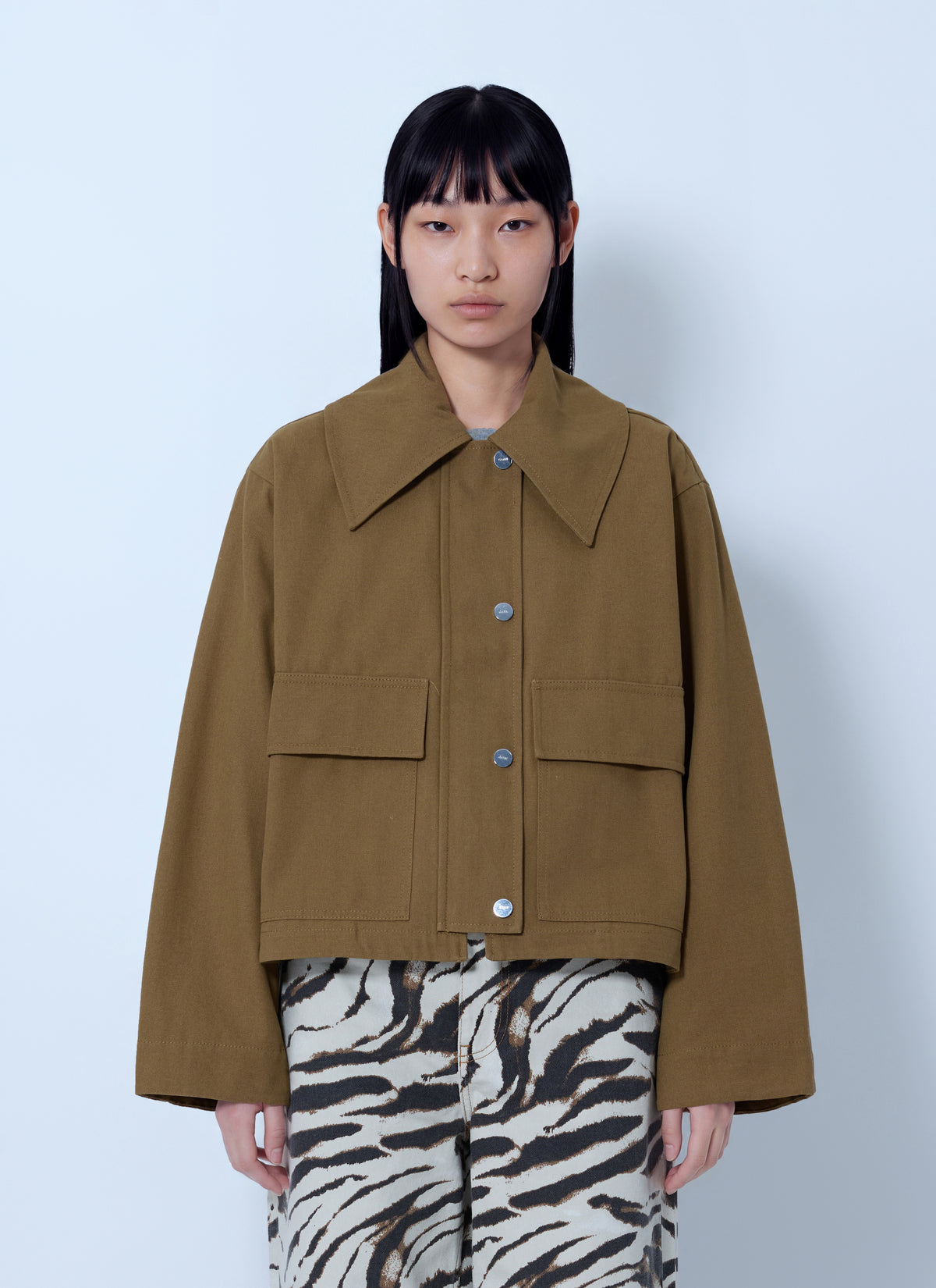 Ganni Women Workwear Canvas Short Barn Jacket GANNI