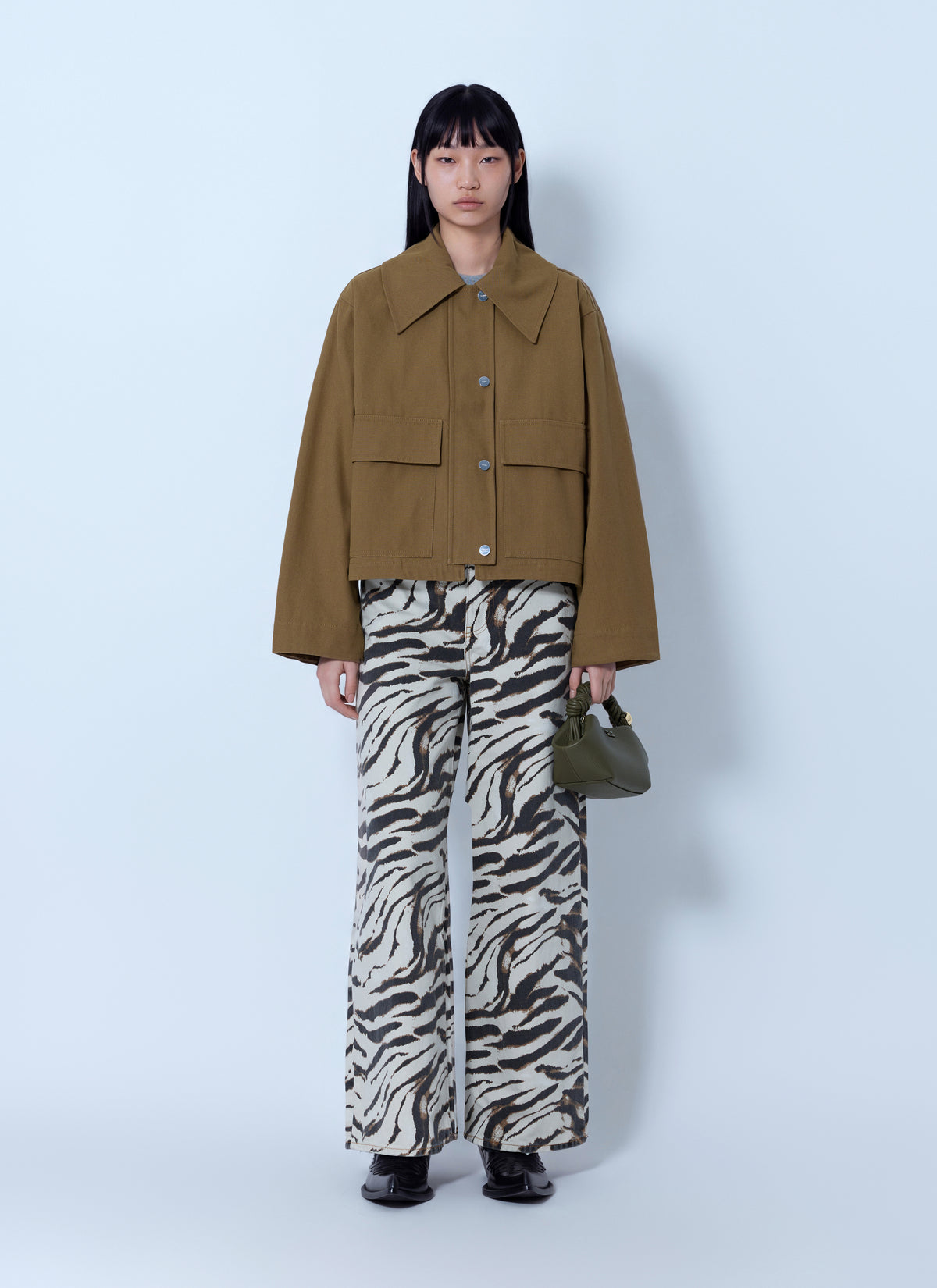 Ganni Women Workwear Canvas Short Barn Jacket GANNI