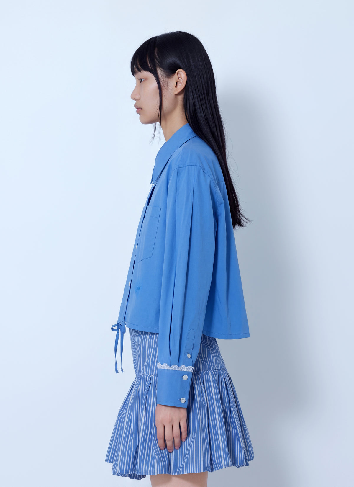 Ganni Women Stretch Cotton Cropped Bowling Shirt GANNI