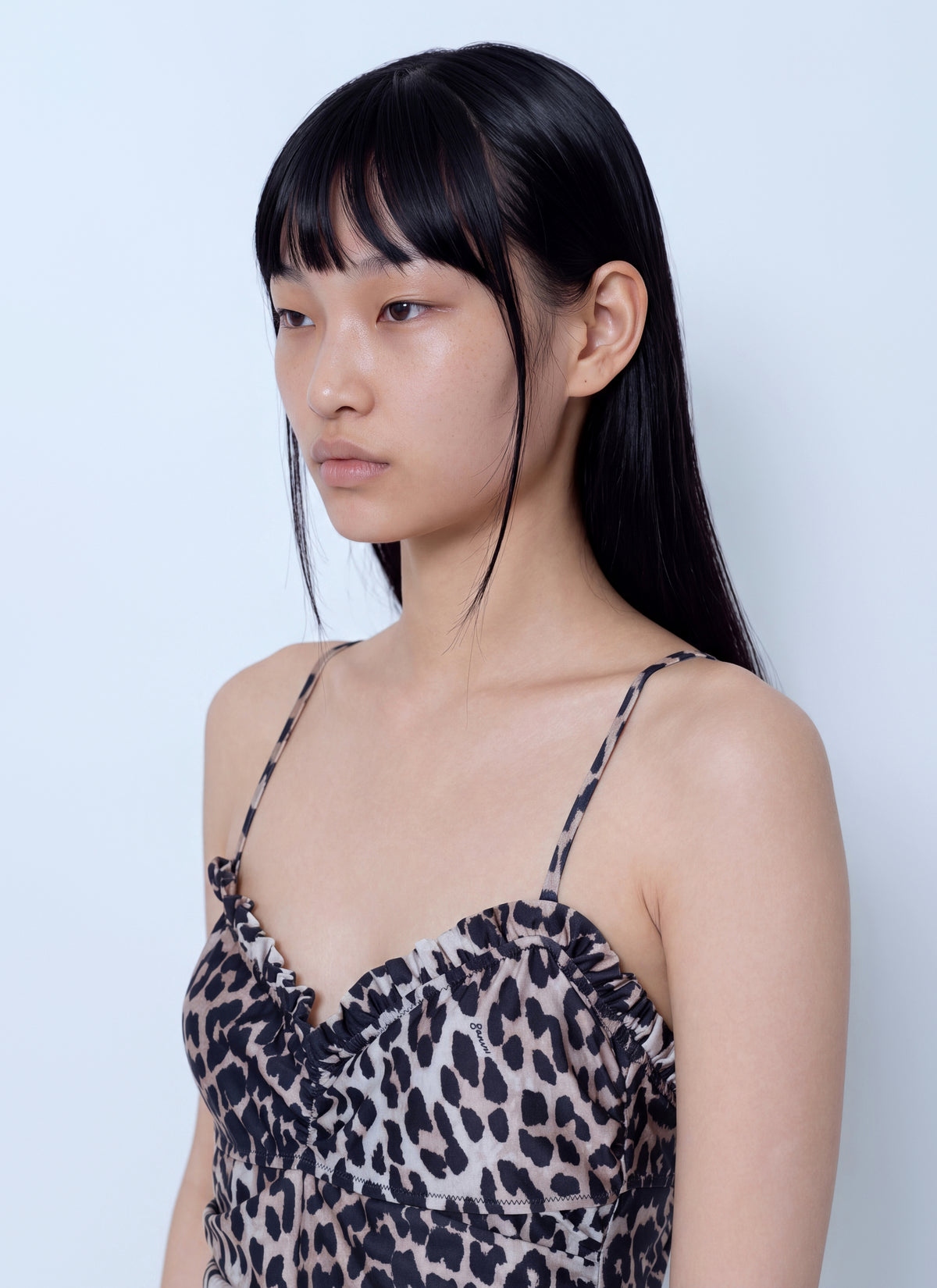 Ganni Women Printed Swimsuit With Ruffles GANNI