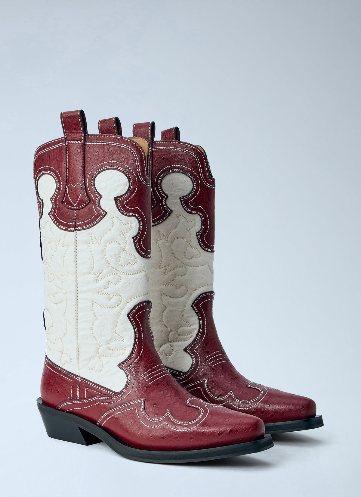 Ganni Women Mid Shaft Embroidered Western Boots GANNI