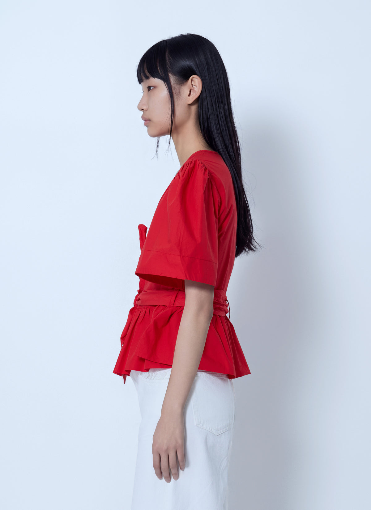 Ganni Women Cotton Poplin Bow Blouse GANNI