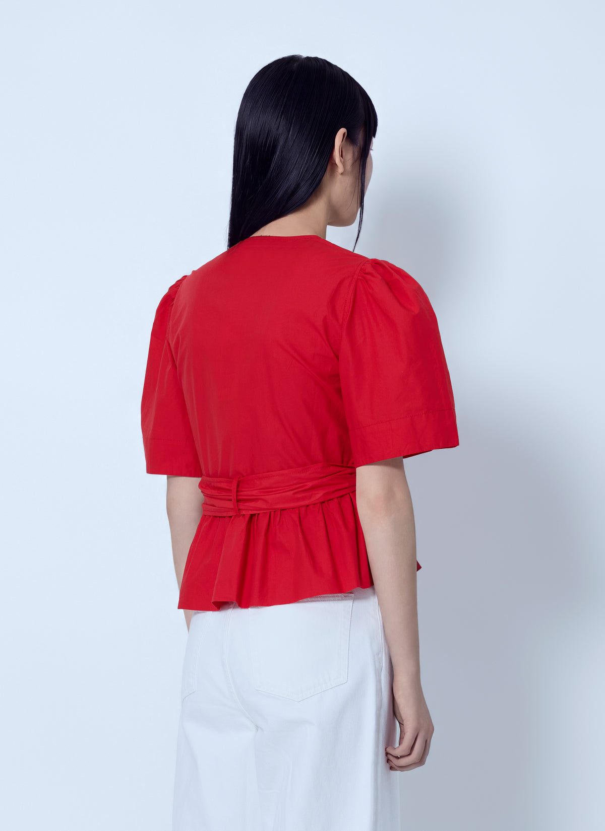 Ganni Women Cotton Poplin Bow Blouse GANNI
