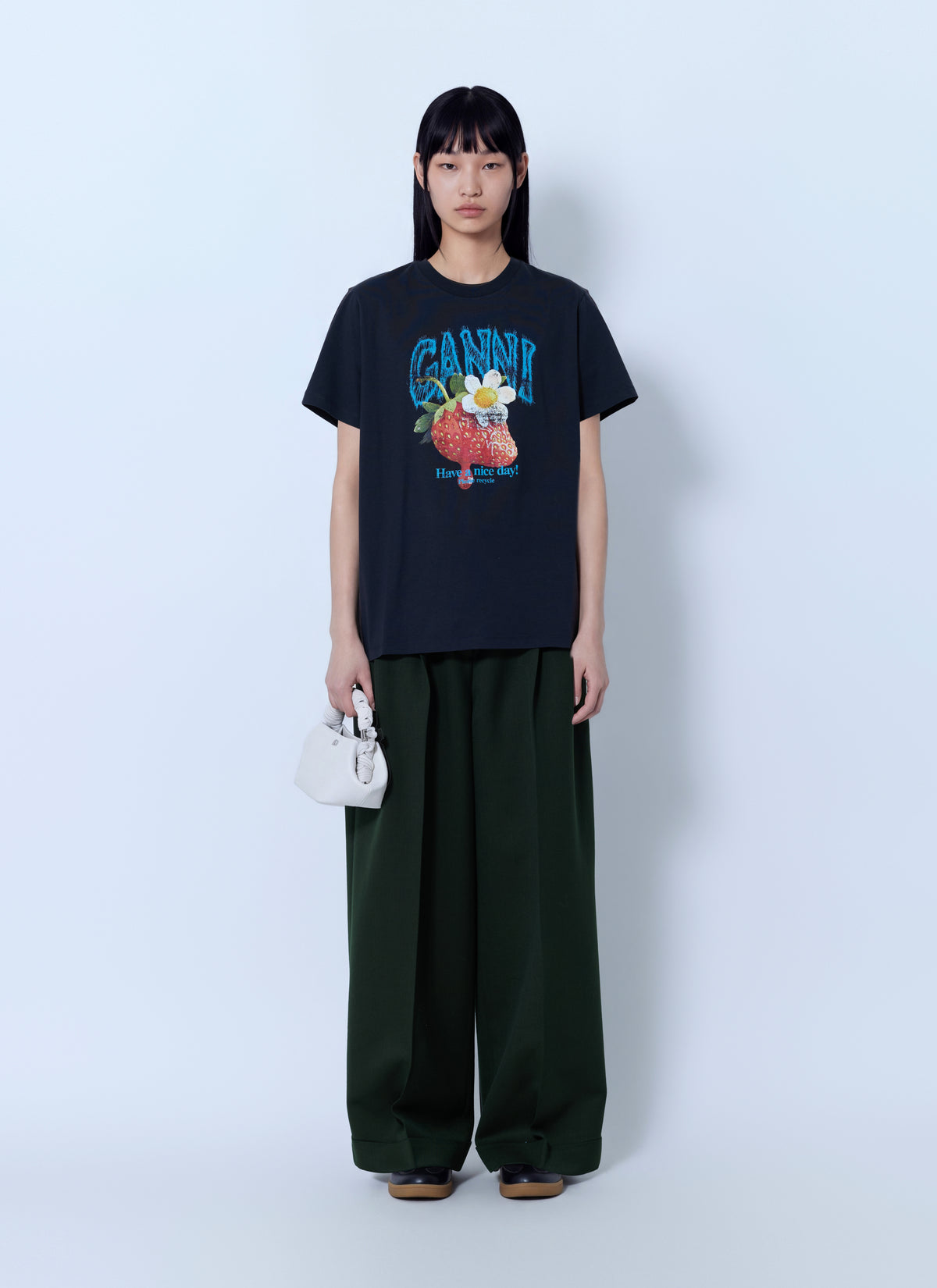 Ganni Women Fruit Logo Cotton T-Shirt GANNI