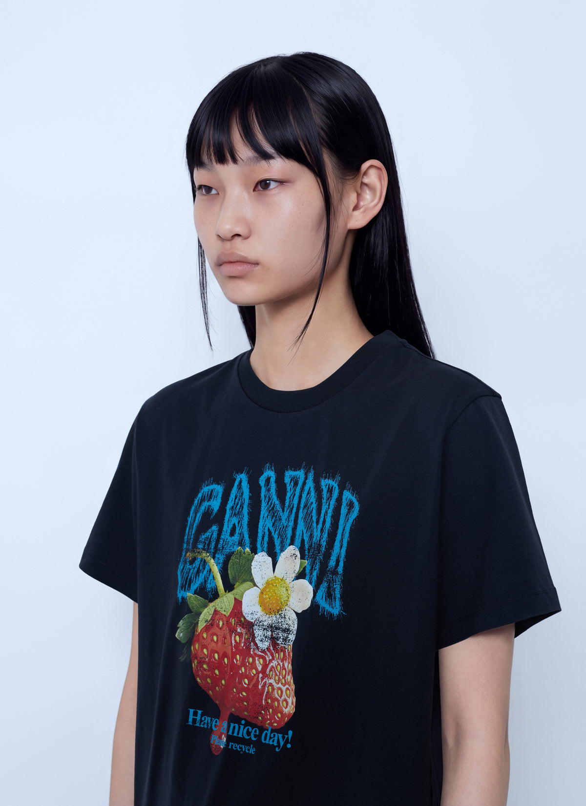 Ganni Women Fruit Logo Cotton T-Shirt GANNI
