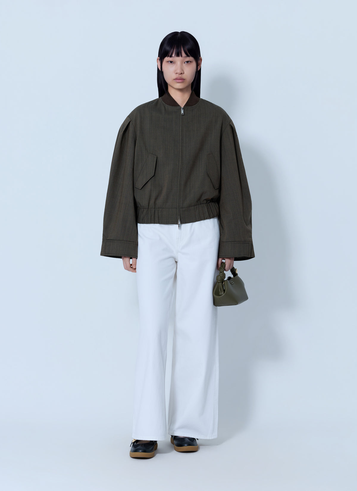 Ganni Women Light Wool Melange Boxy Jacket GANNI