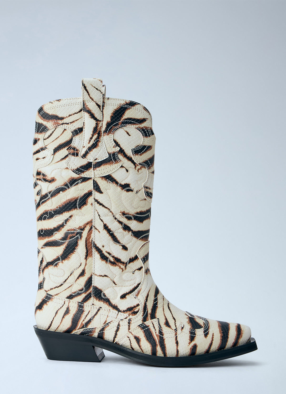 Ganni Women Mid Shaft Embroidered Western Boots GANNI