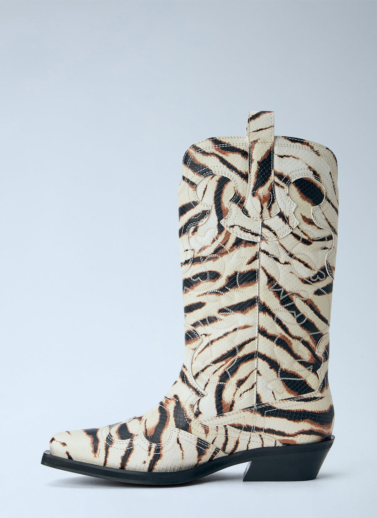 Ganni Women Mid Shaft Embroidered Western Boots GANNI