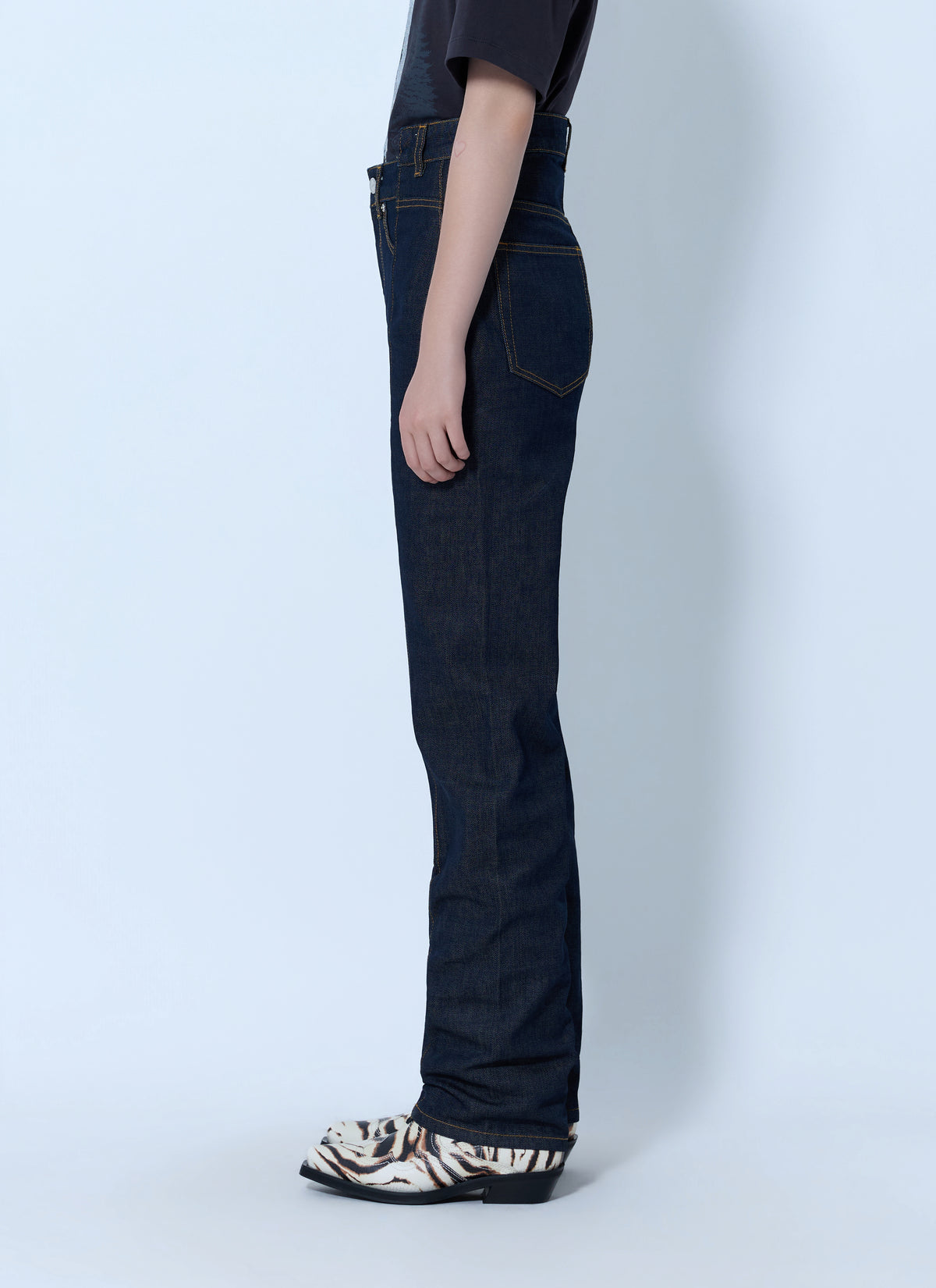 Ganni Women Slub Denim Fold Jeans GANNI