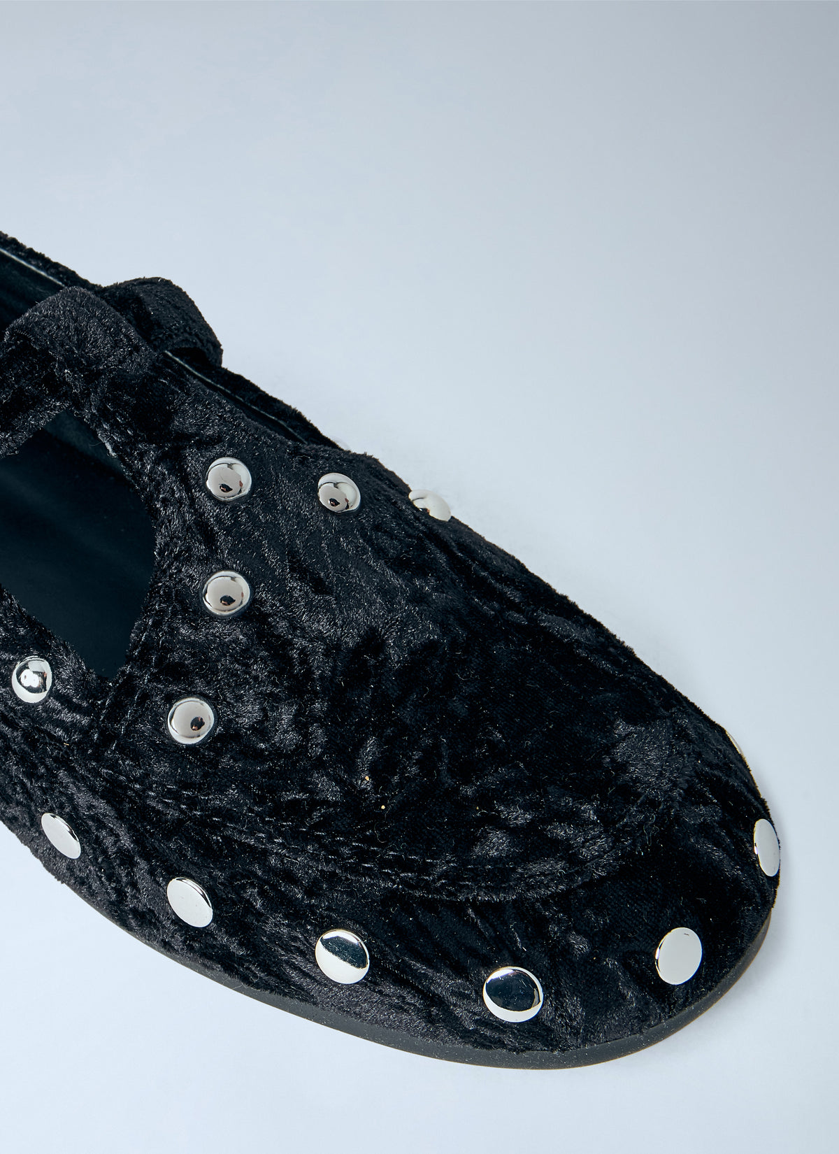 Ganni Women Mary Jenny Studs Crinkle Velvet Flats GANNI