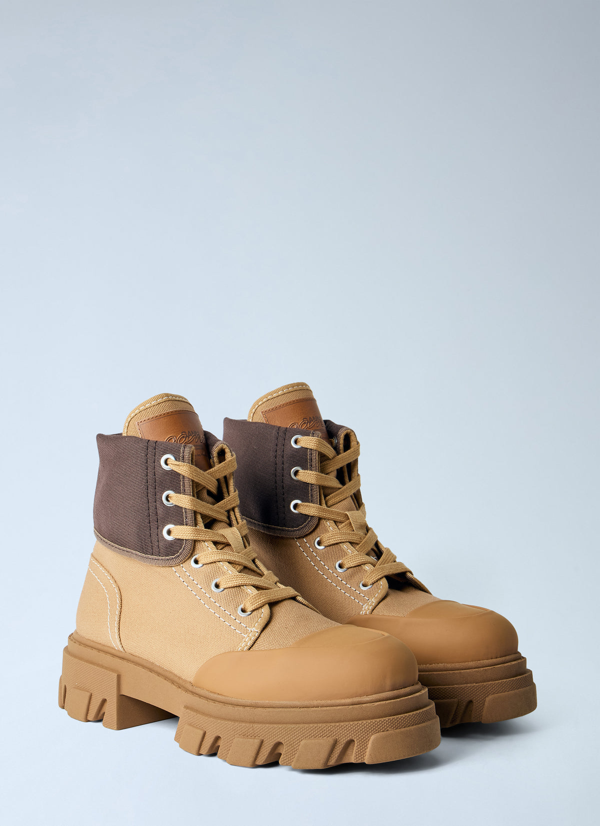 Ganni Women Cleated Canvas Trail Boots GANNI
