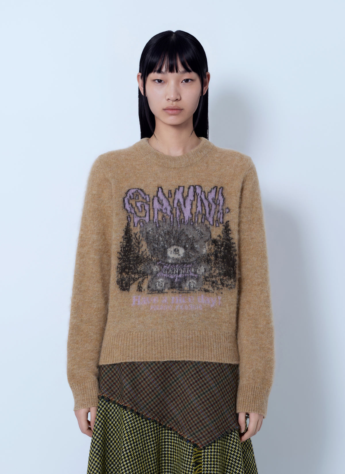 Ganni Women Brushed Alpaca Teddy Sweater GANNI