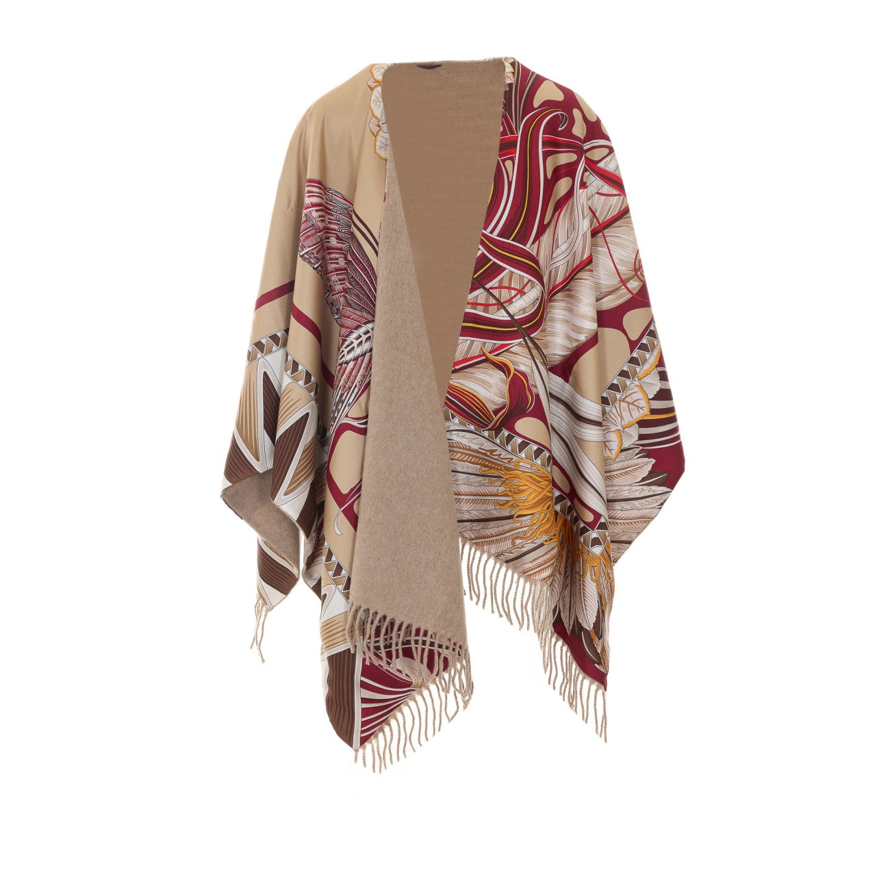 Ferragamo Women Giada Print Reversible Poncho FERRAGAMO