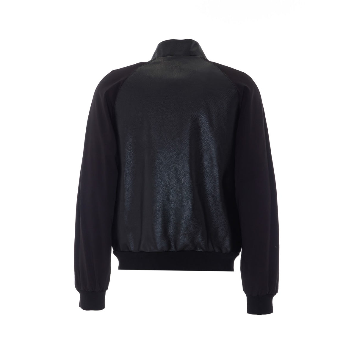 Gucci Men Grany Leather With Web Bomber Jacket GUCCI