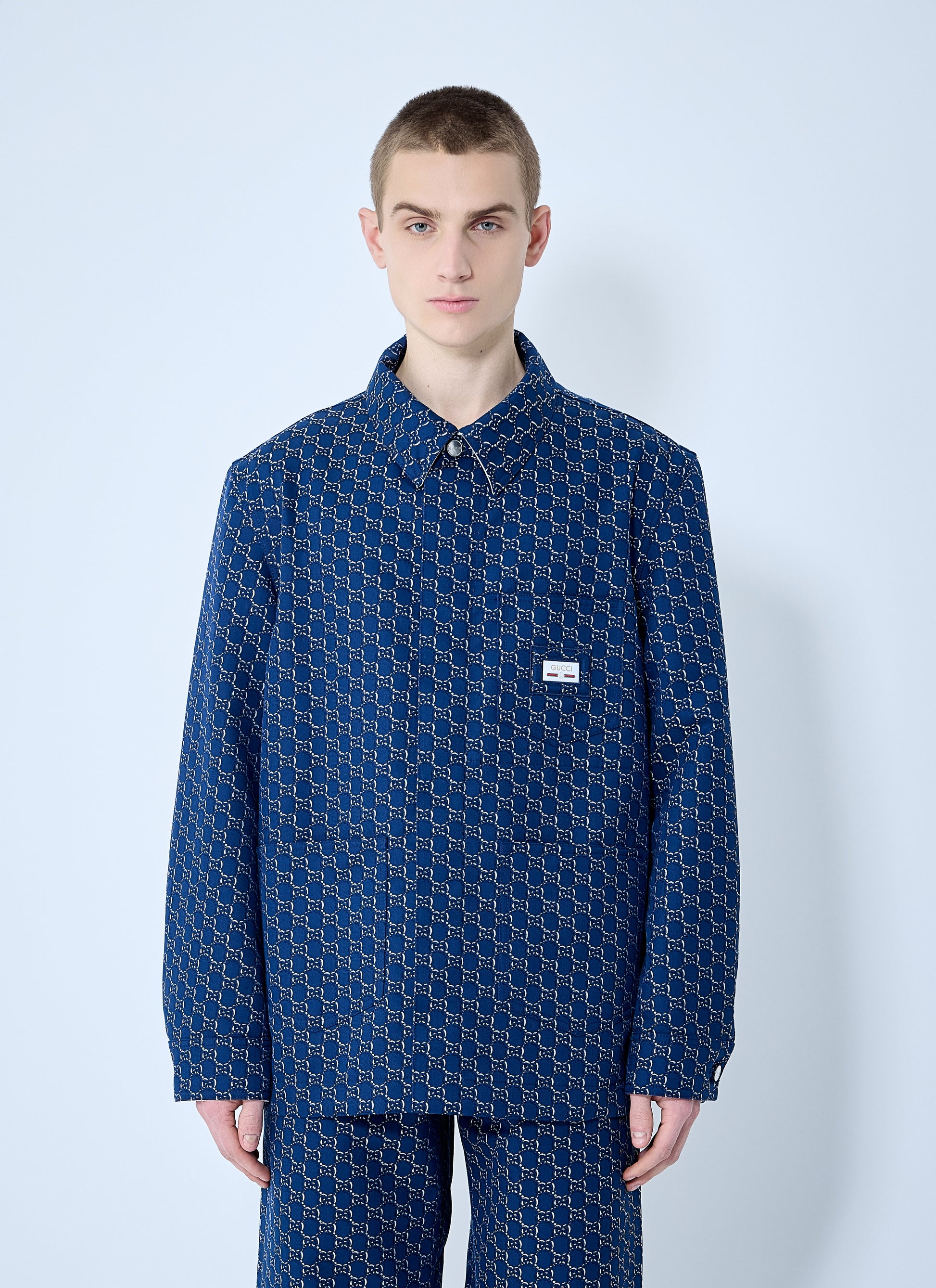 Gucci Men Cotton Jacquard Jacket With Gg Shadow GUCCI