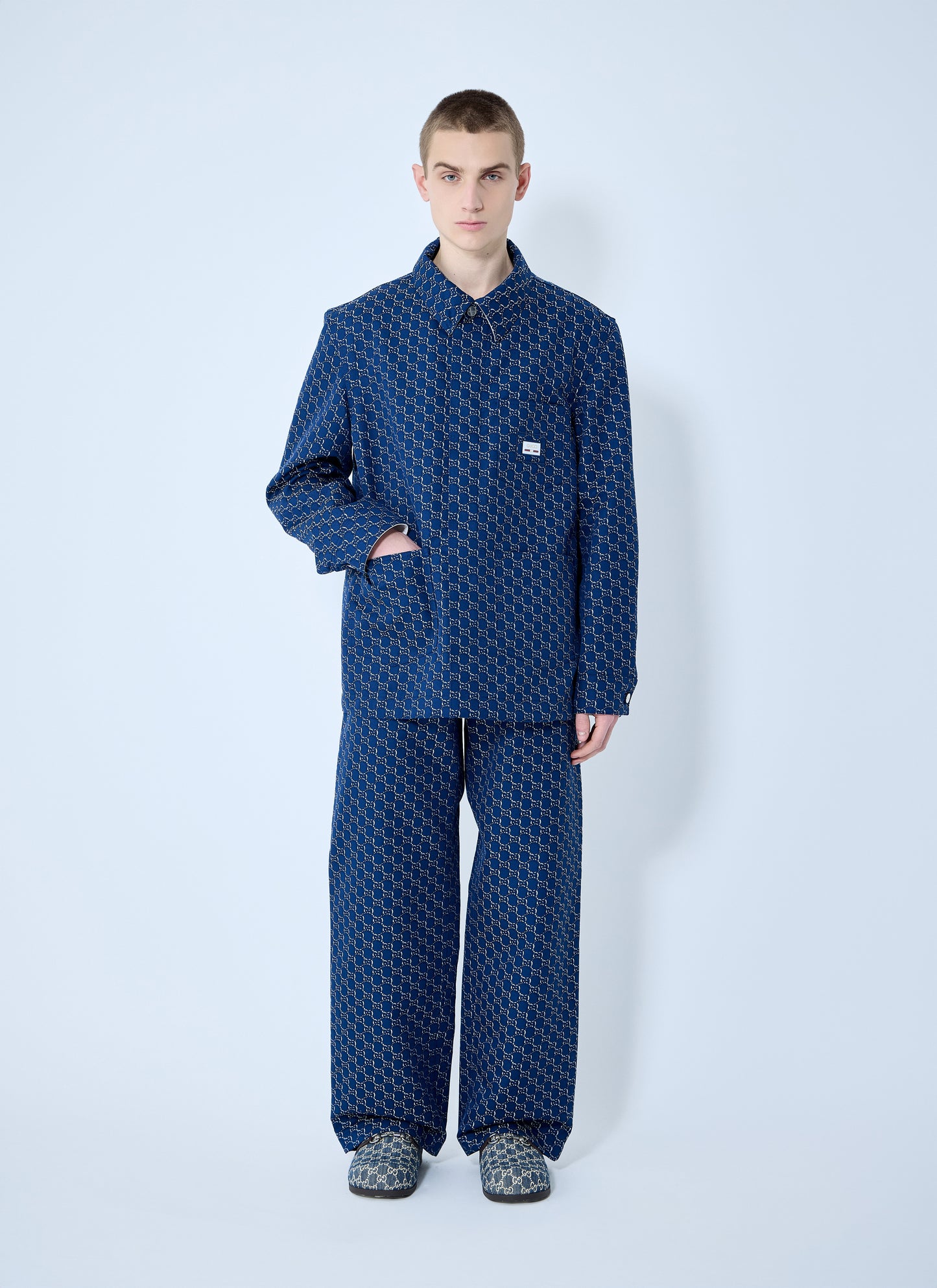 Gucci Men Cotton Jacquard Jacket With Gg Shadow GUCCI