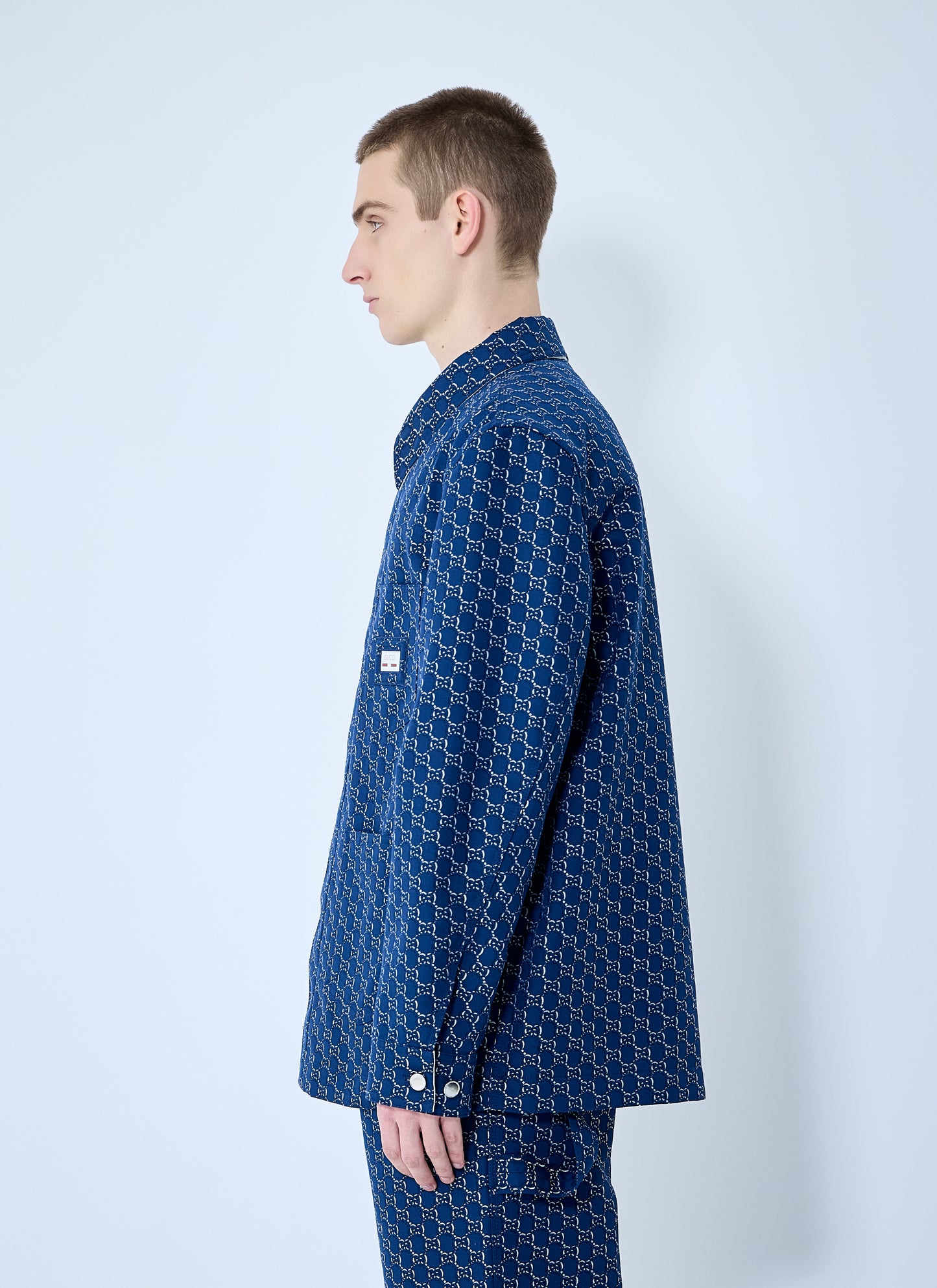 Gucci Men Cotton Jacquard Jacket With Gg Shadow GUCCI