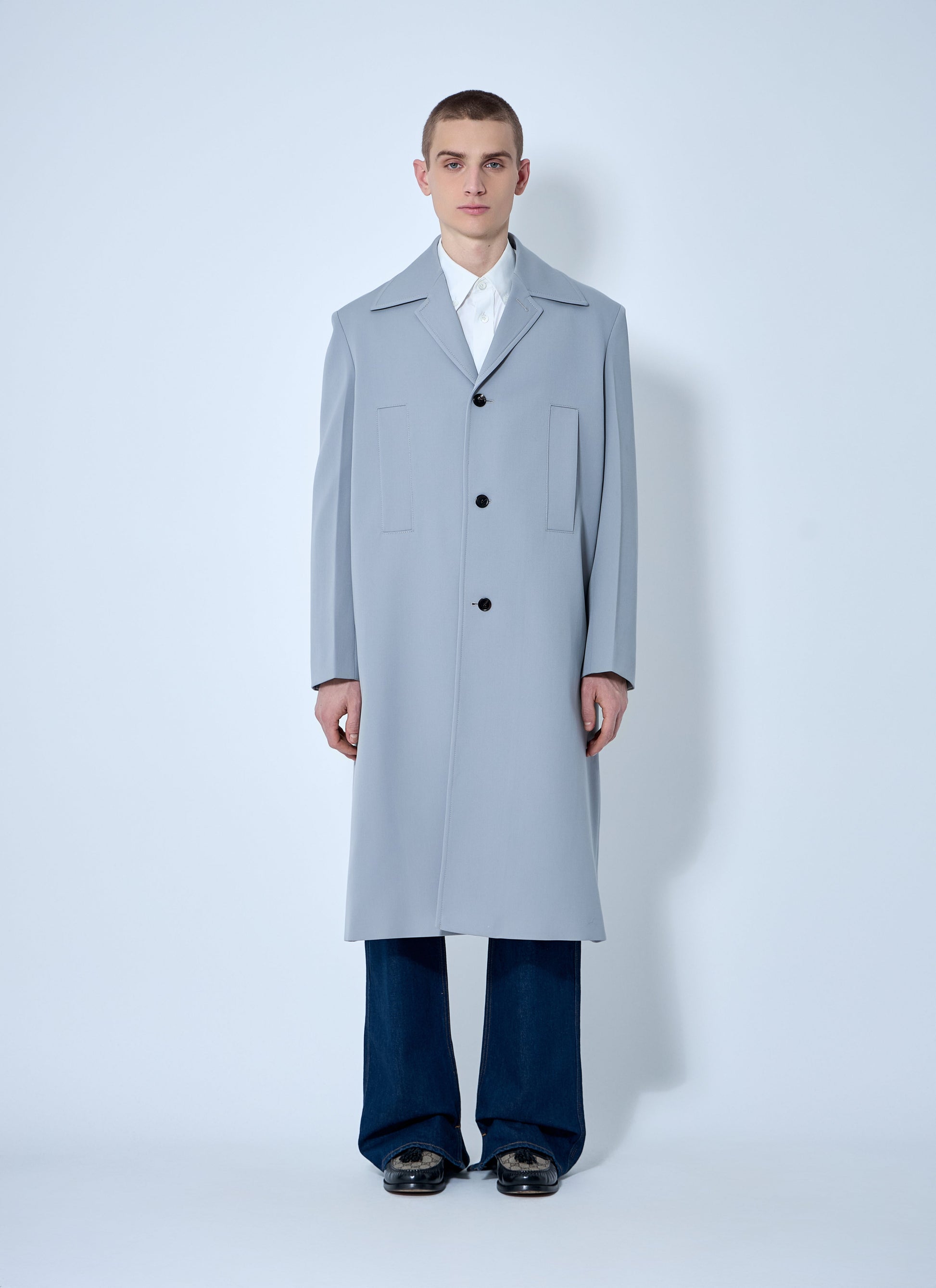 Gucci Men Single-Breasted Wool Coat GUCCI