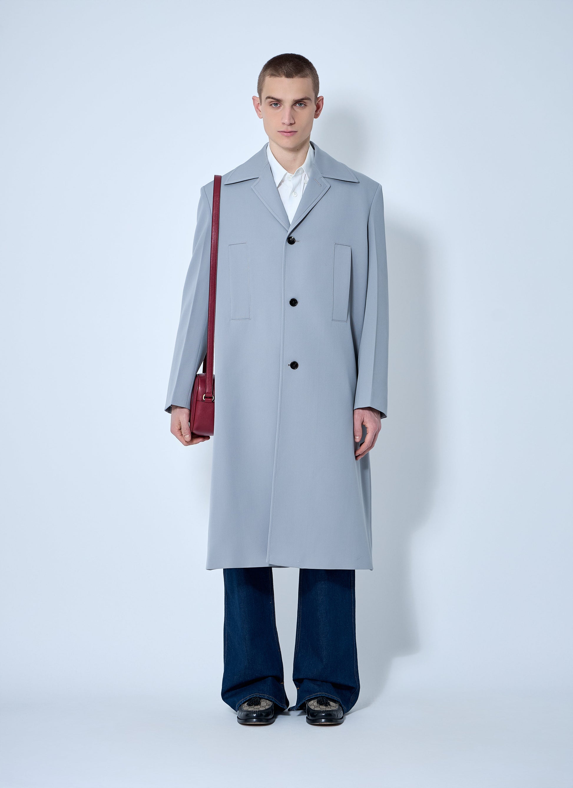 Gucci Men Single-Breasted Wool Coat GUCCI
