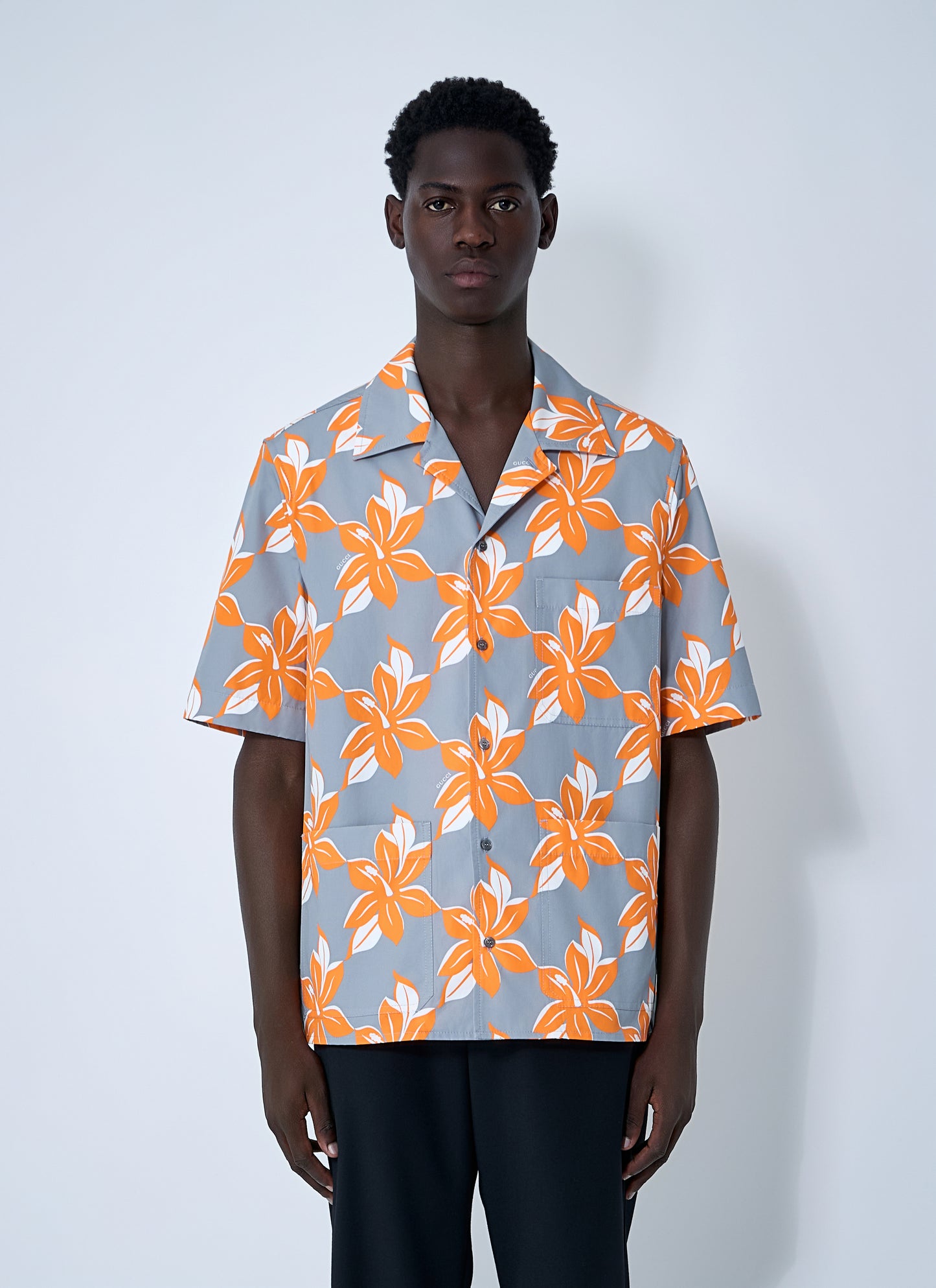 Gucci Men Printed Cotton Poplin Shirt GUCCI