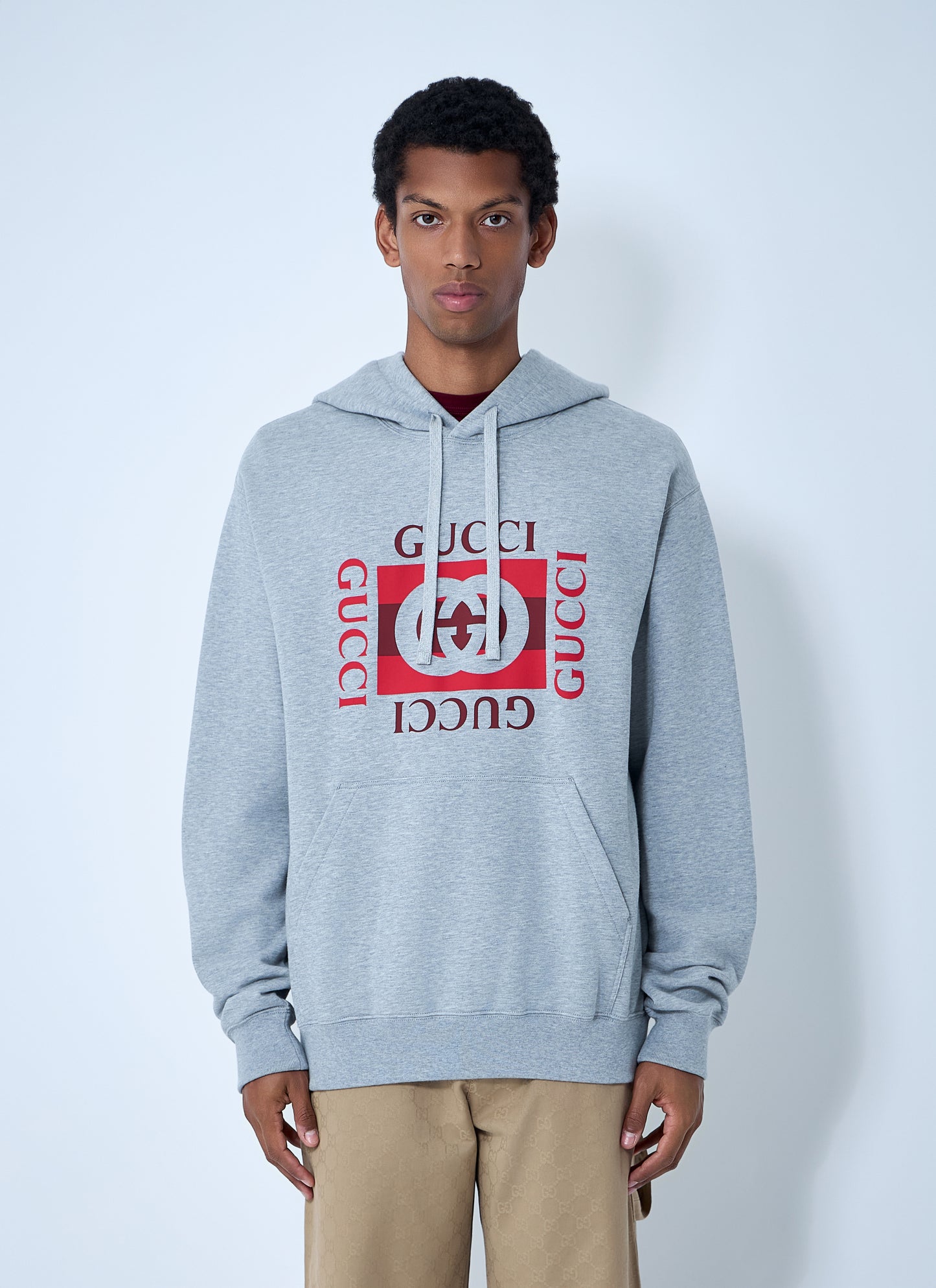Gucci Men Logo Motif Hooded Sweatshirt GUCCI
