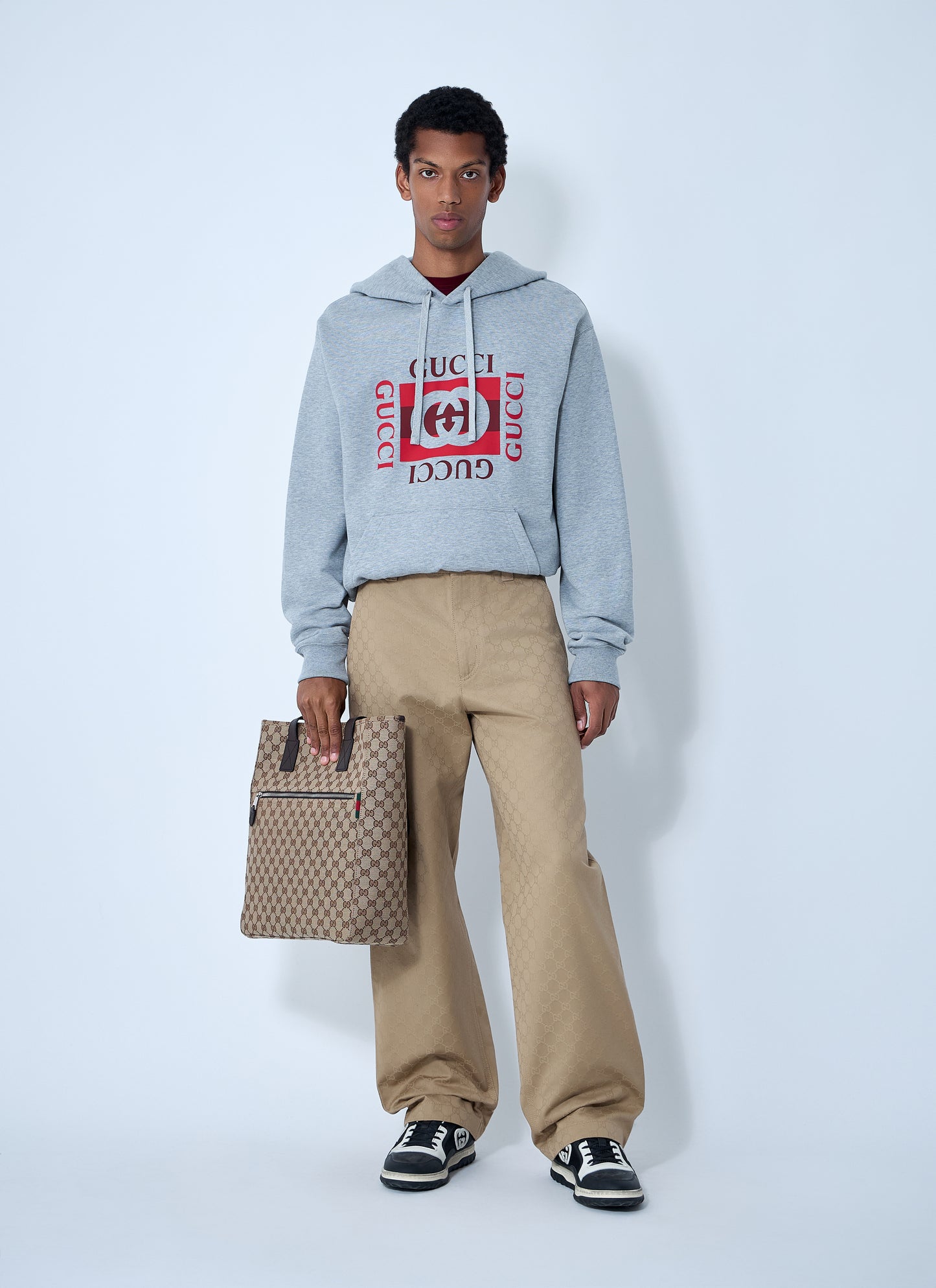 Gucci Men Logo Motif Hooded Sweatshirt GUCCI