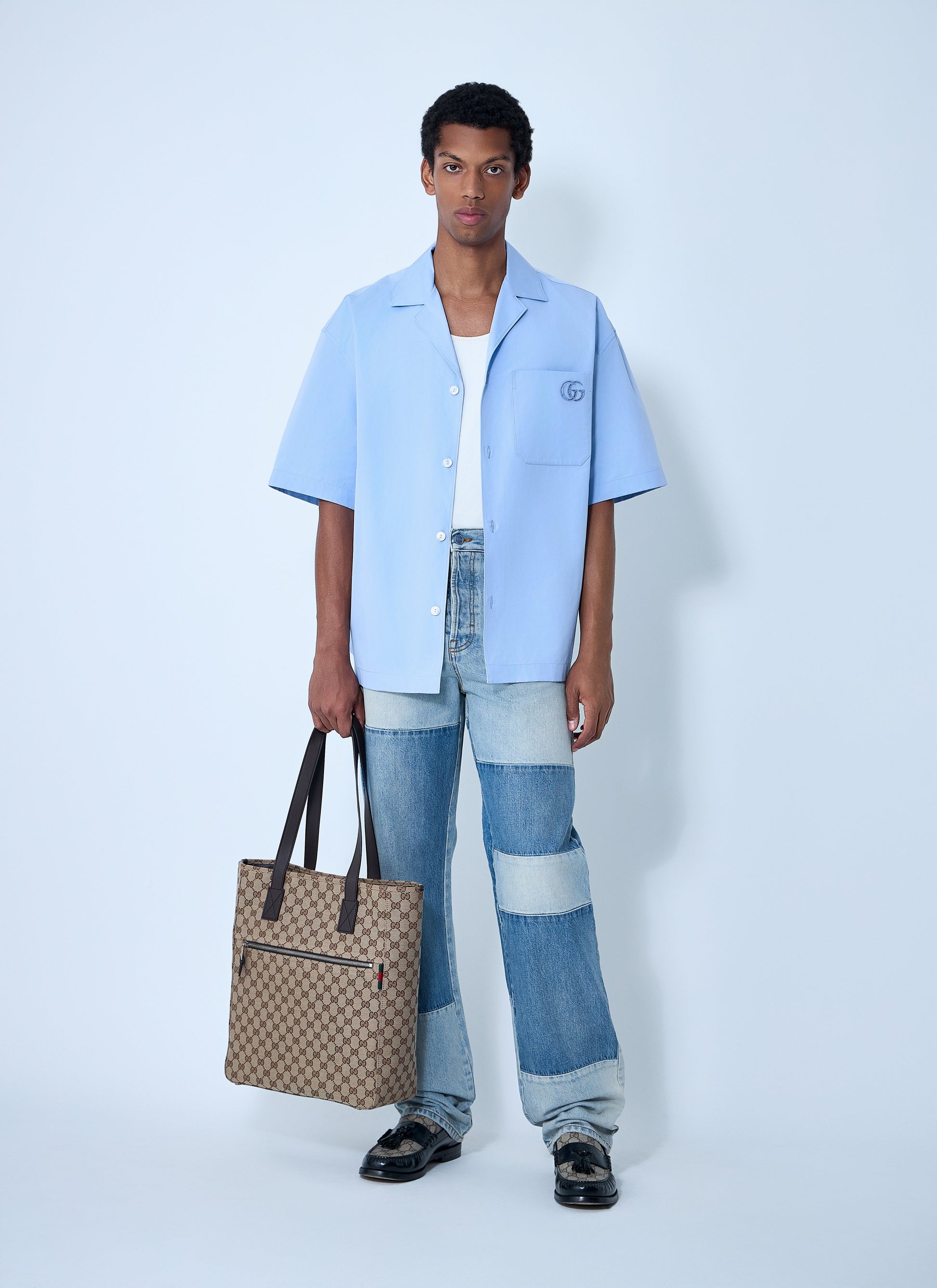 Gucci Men Logo Embroidery Camp Collar Shirt GUCCI