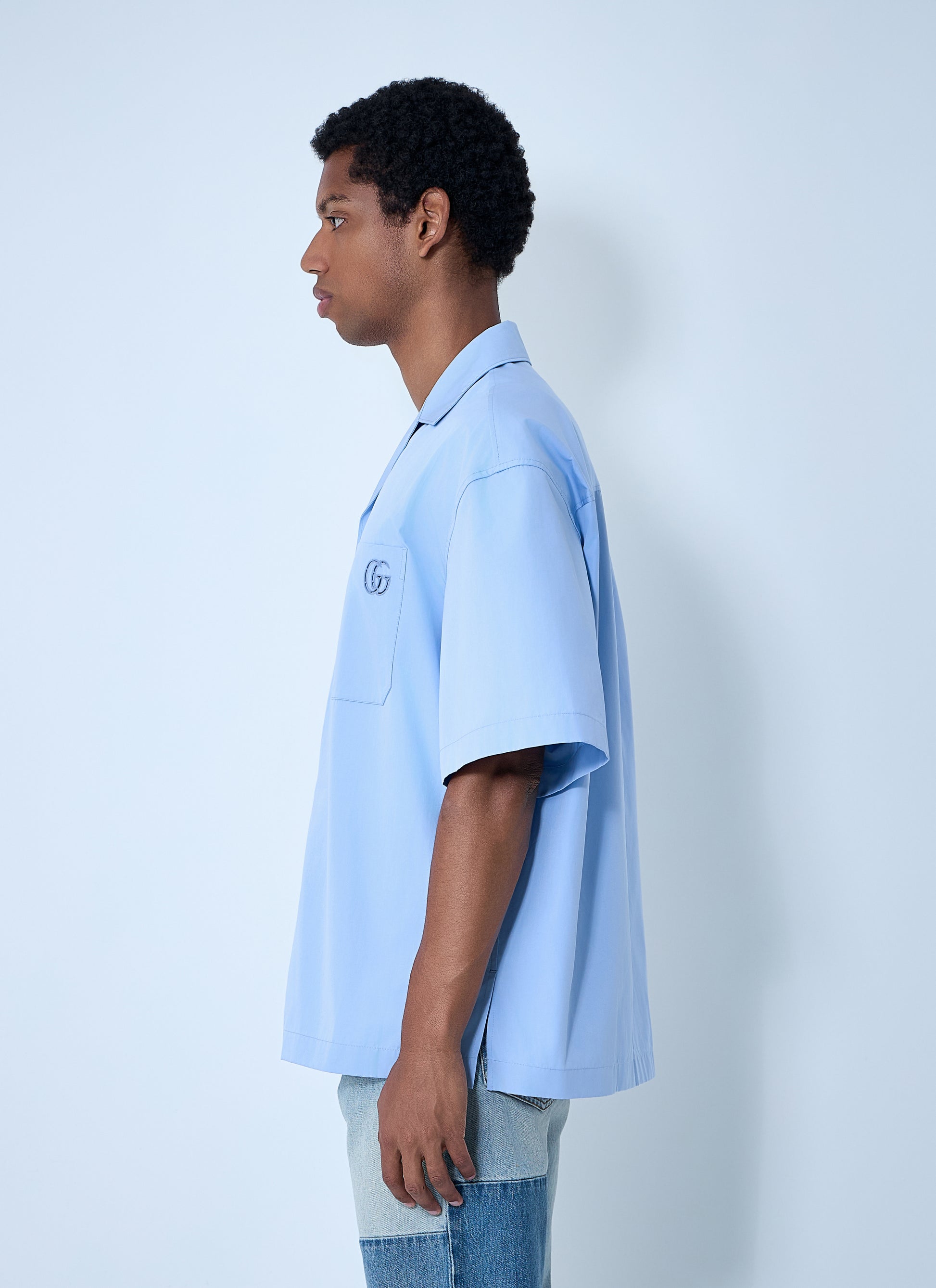 Gucci Men Logo Embroidery Camp Collar Shirt GUCCI