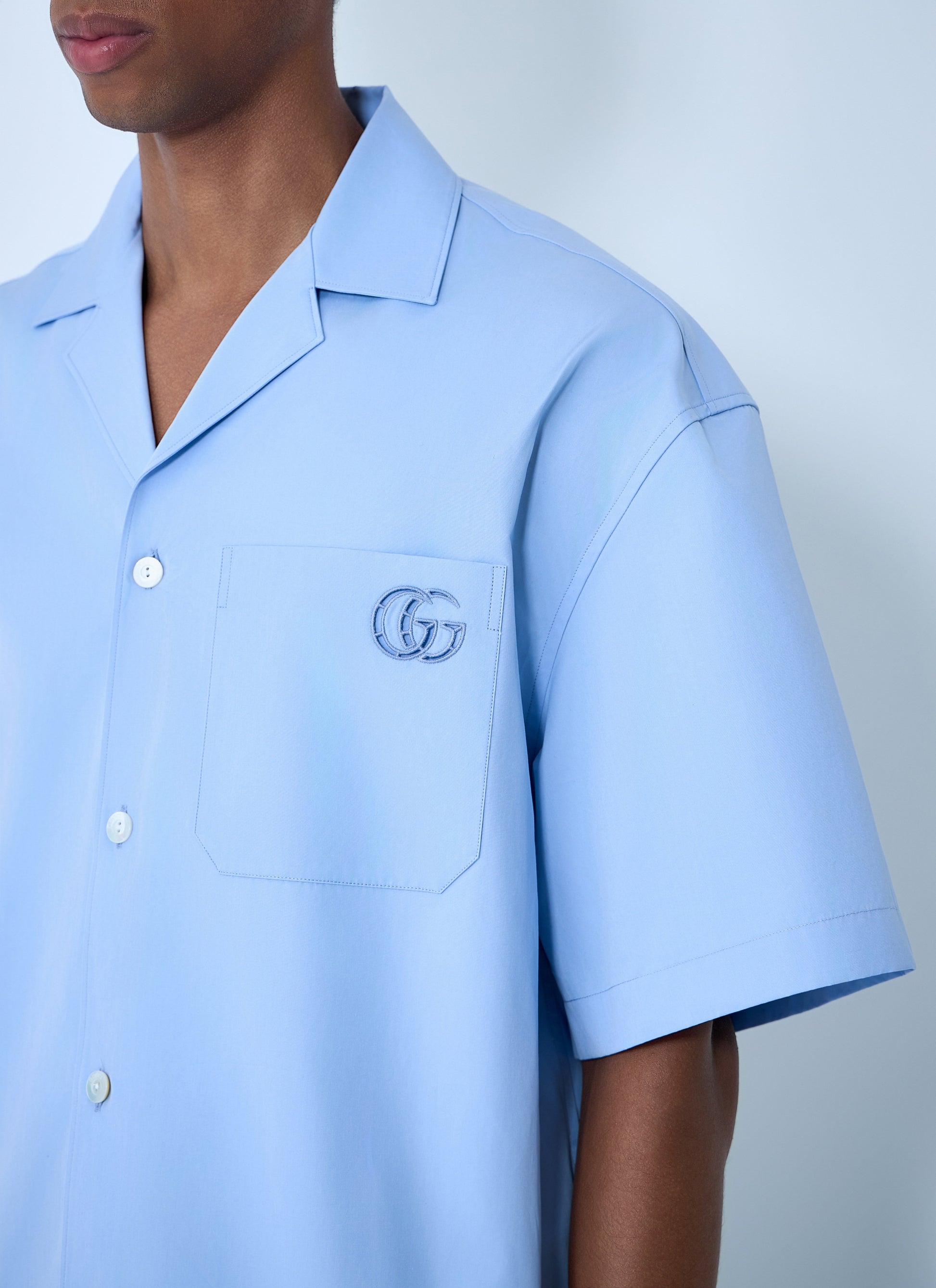 Gucci Men Logo Embroidery Camp Collar Shirt GUCCI