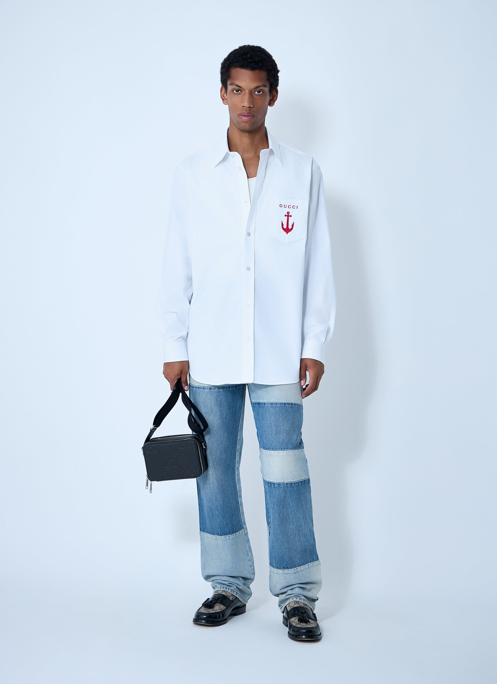 Gucci Men Logo Embroidery Button-Down Shirt GUCCI