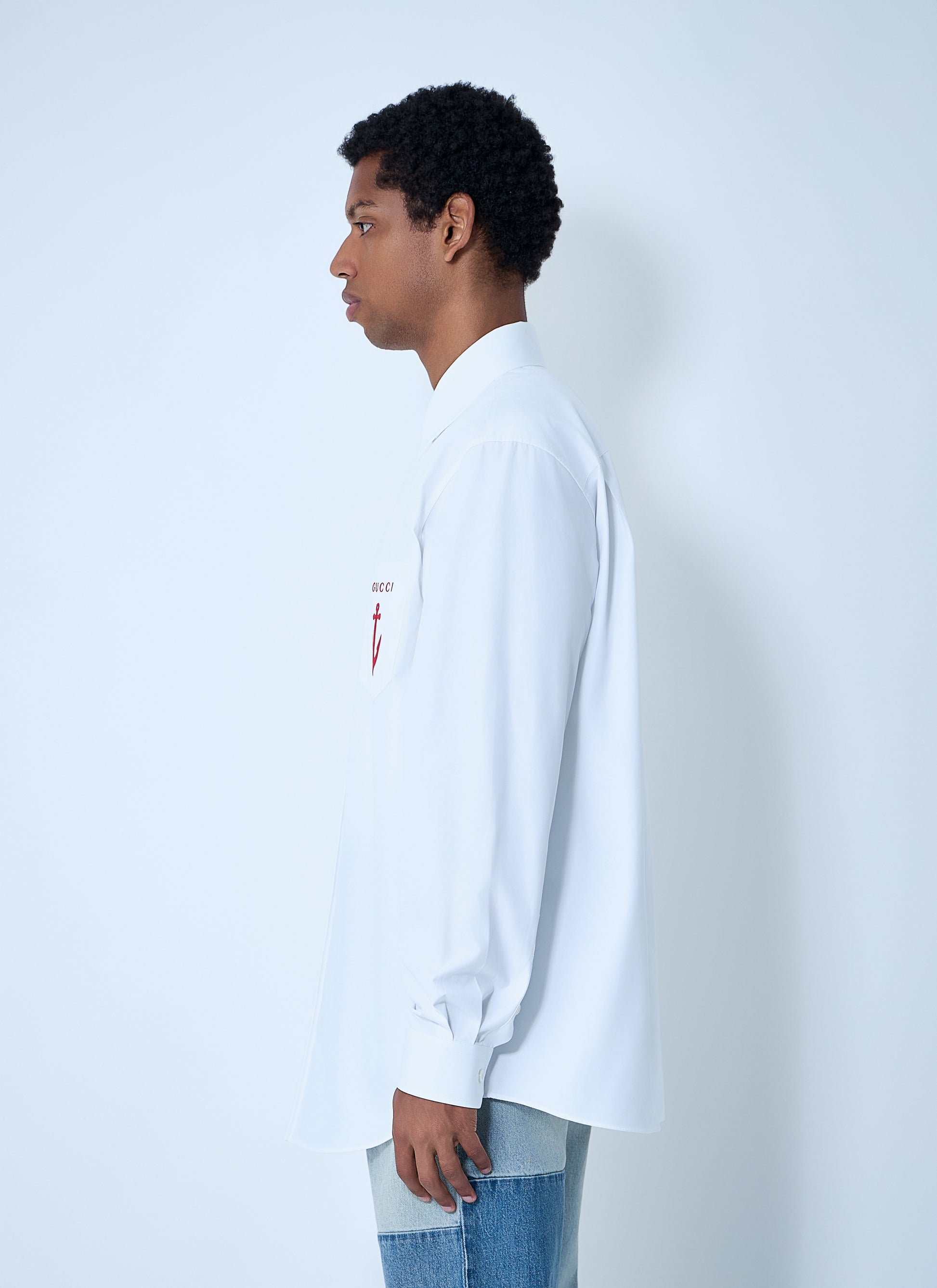 Gucci Men Logo Embroidery Button-Down Shirt GUCCI