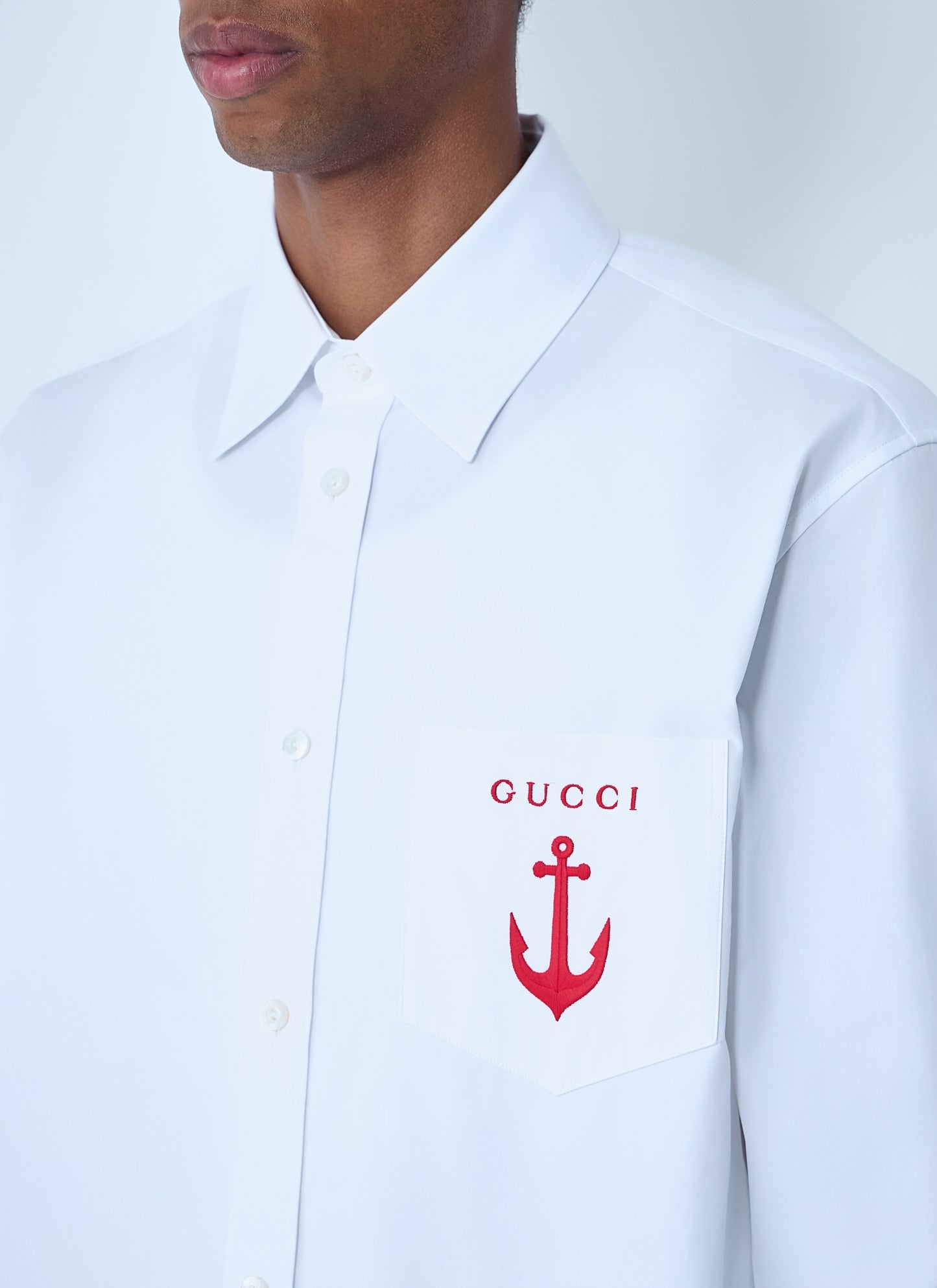 Gucci Men Logo Embroidery Button-Down Shirt GUCCI