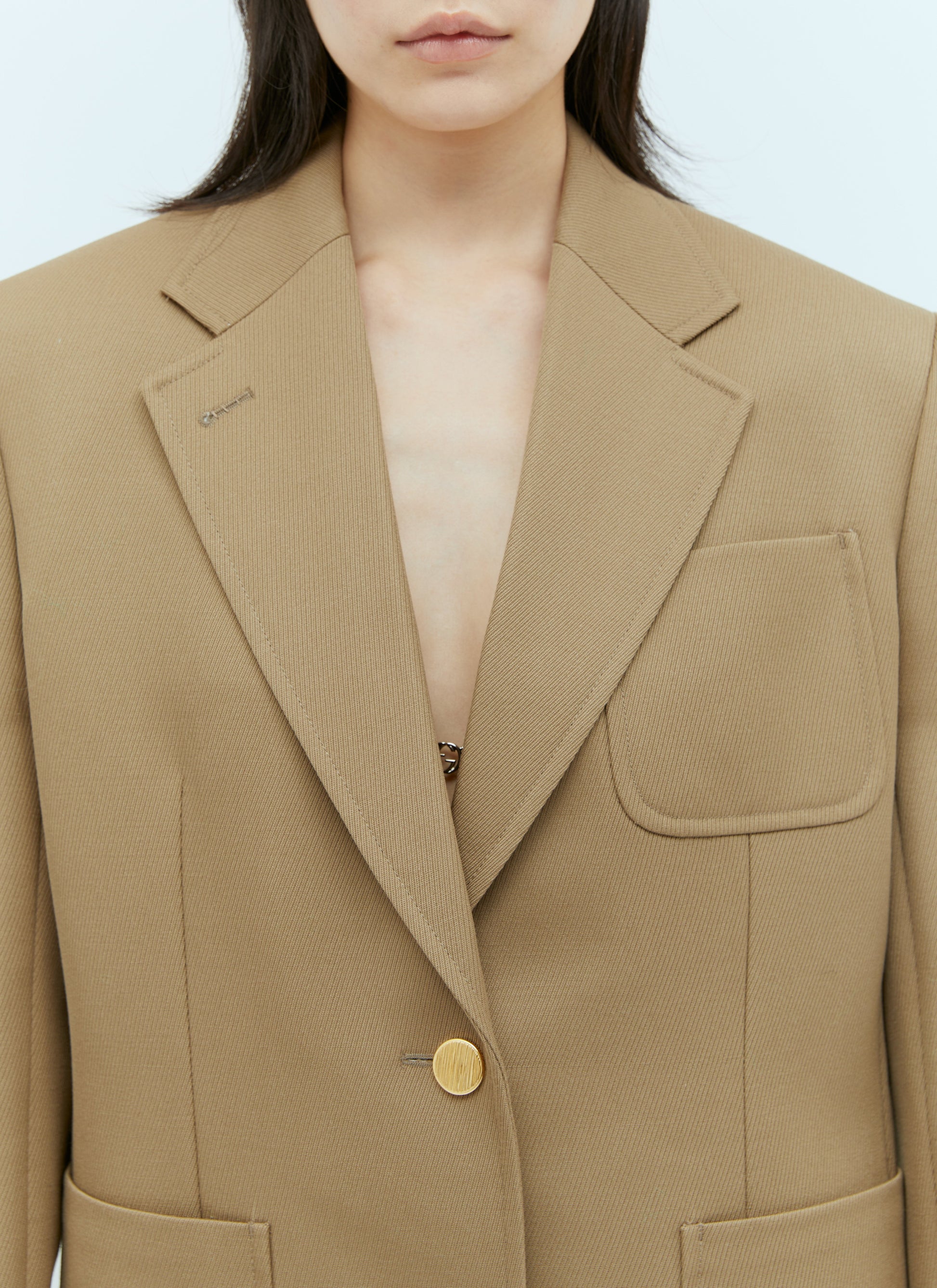 Gucci Women Horsebit Wool Blazer GUCCI
