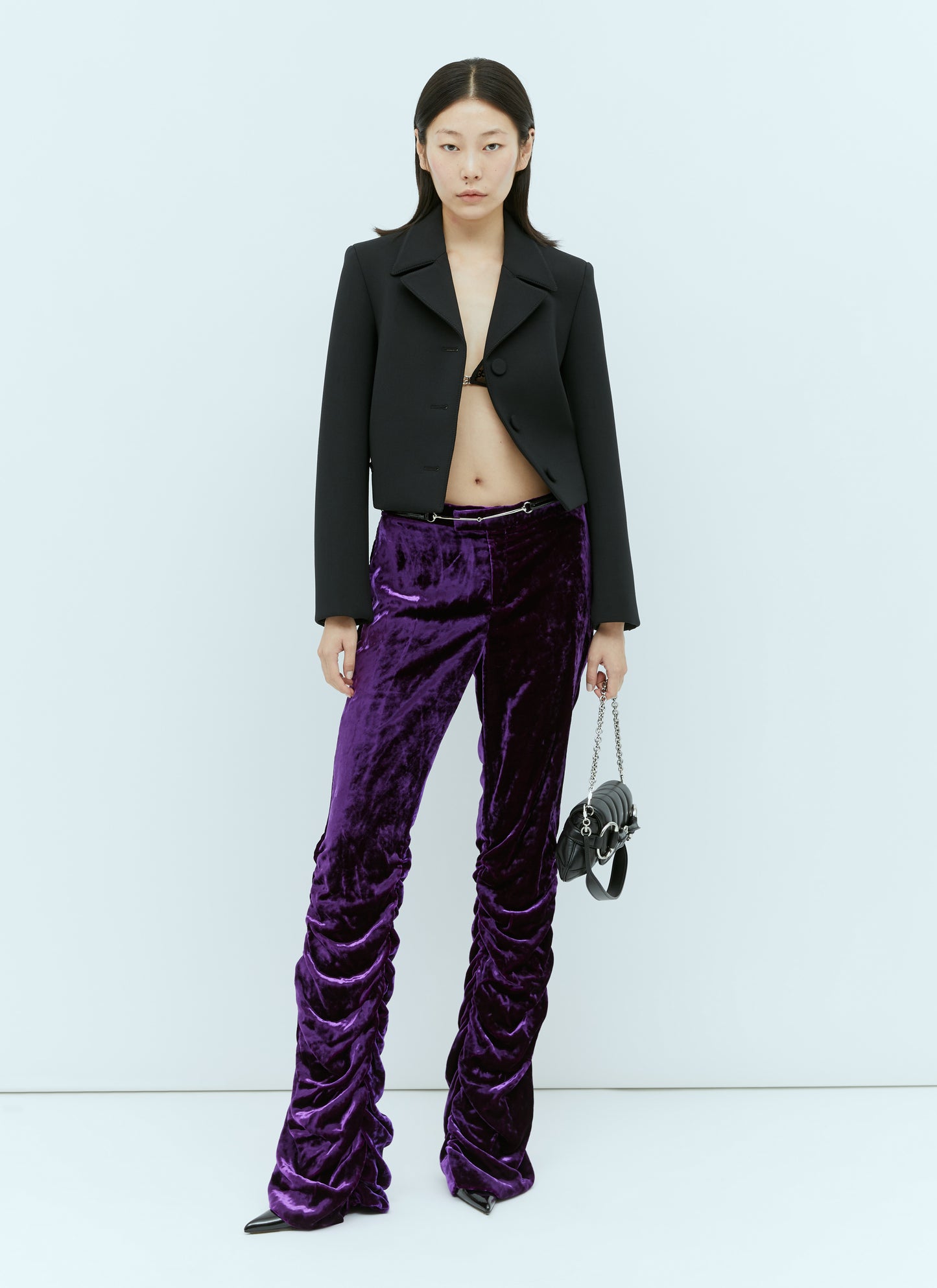 Gucci Women Horsebit Belt Velvet Pants GUCCI